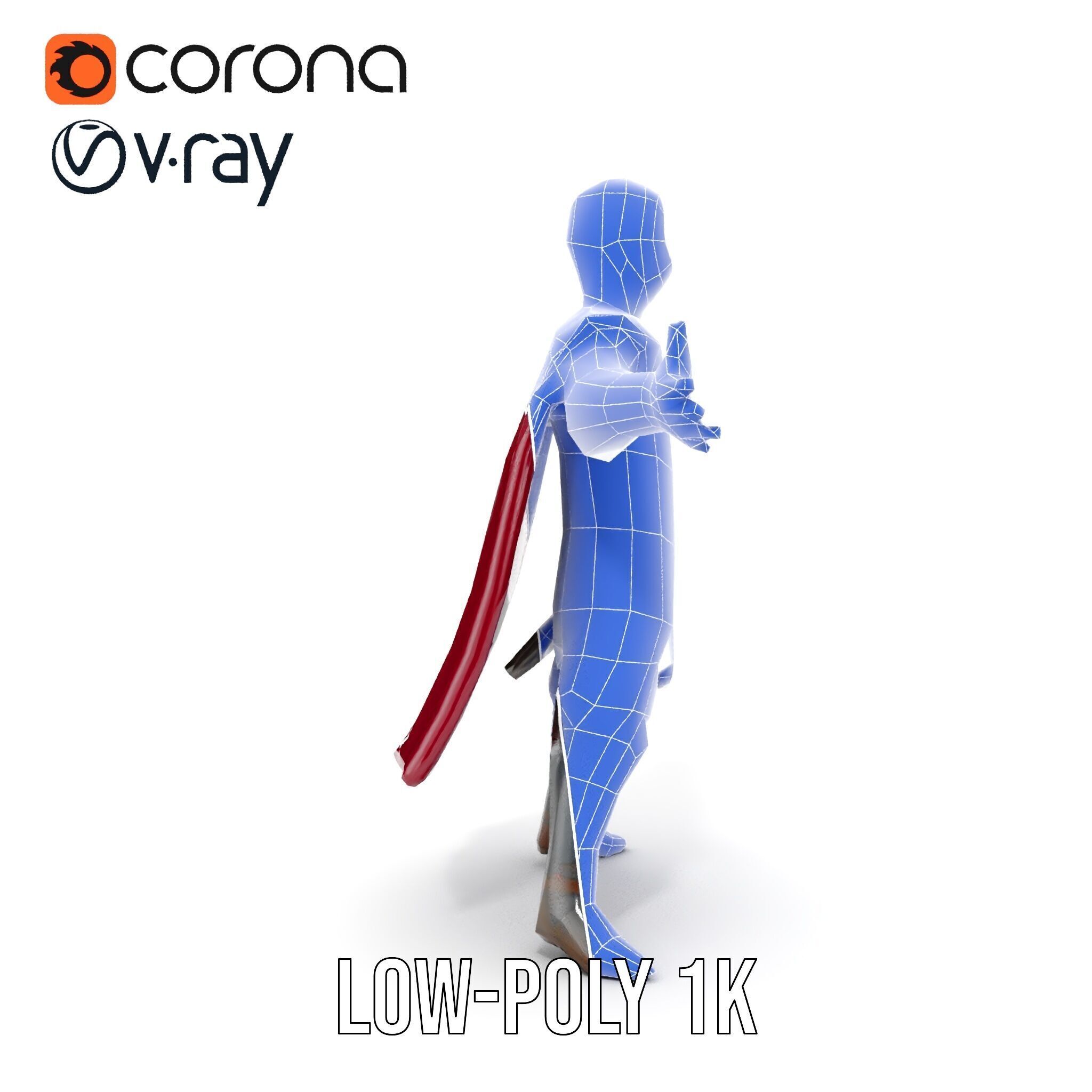 Regal Warrior Prince Rigged and Animated D Character Model Low-poly 3D model_24