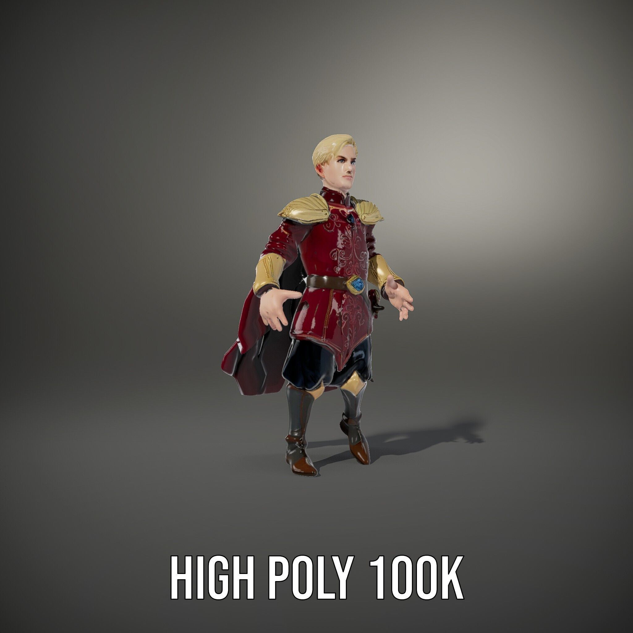Regal Warrior Prince Rigged and Animated D Character Model Low-poly 3D model_11