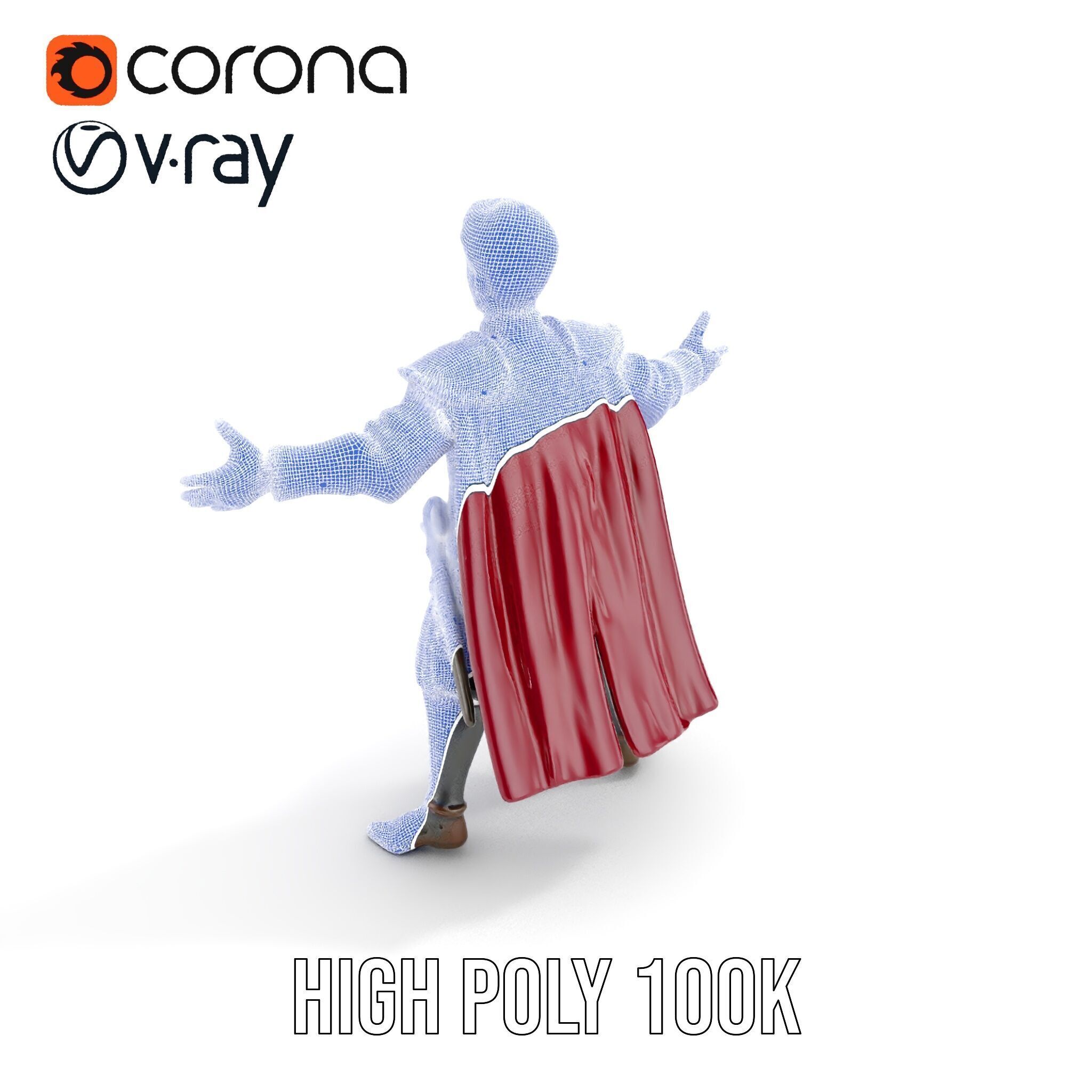 Regal Warrior Prince Rigged and Animated D Character Model Low-poly 3D model_40