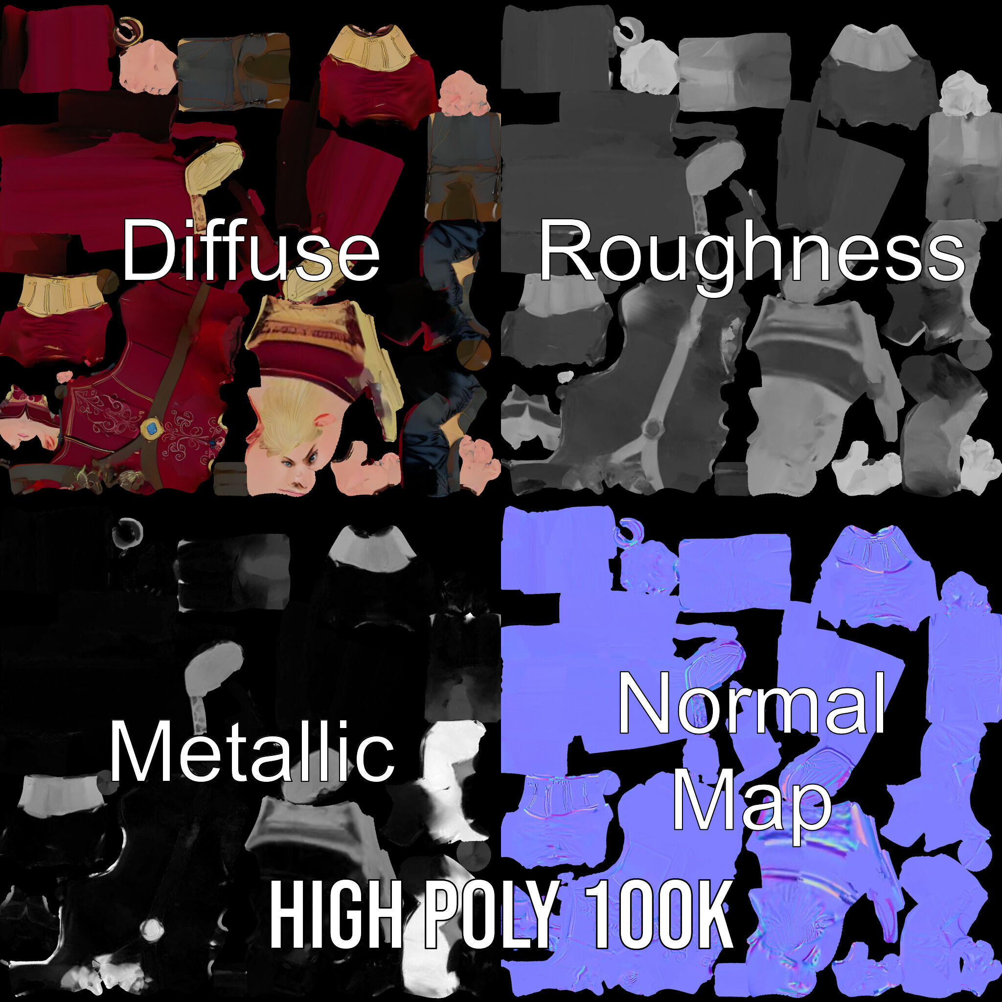 Regal Warrior Prince Rigged and Animated D Character Model Low-poly 3D model_3