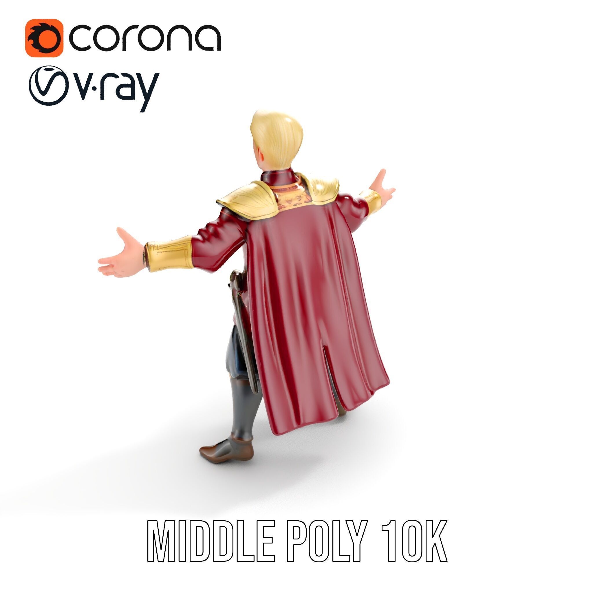 Regal Warrior Prince Rigged and Animated D Character Model Low-poly 3D model_12