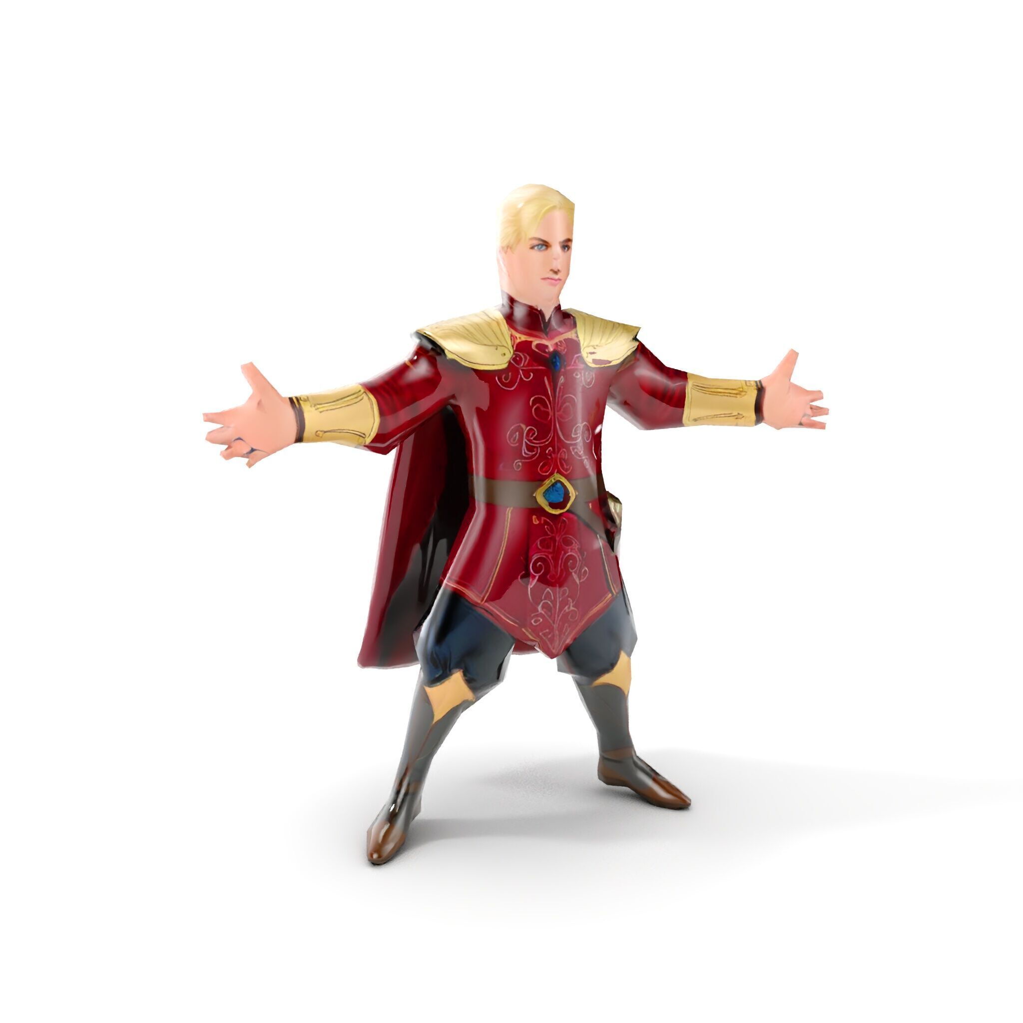 Regal Warrior Prince Rigged and Animated D Character Model Low-poly 3D model_18