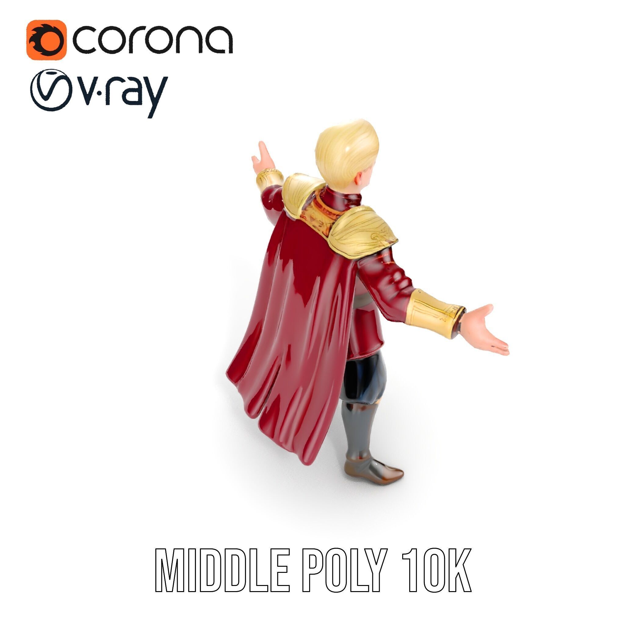 Regal Warrior Prince Rigged and Animated D Character Model Low-poly 3D model_31