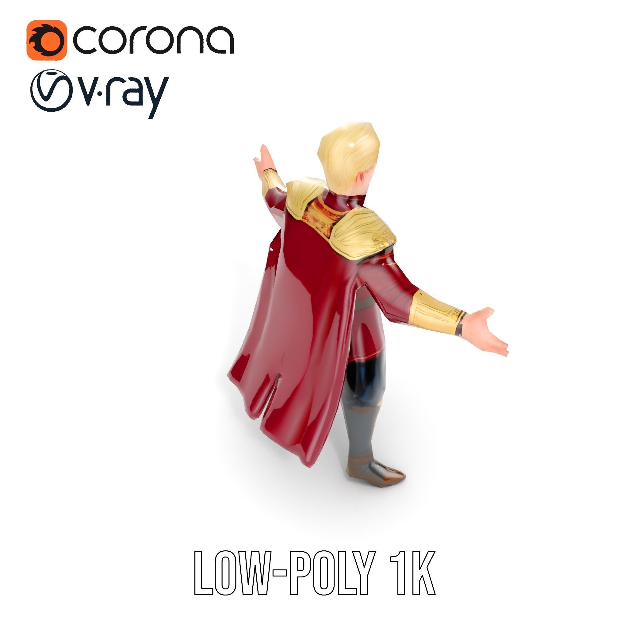 Regal Warrior Prince Rigged and Animated D Character Model Low-poly 3D model_21