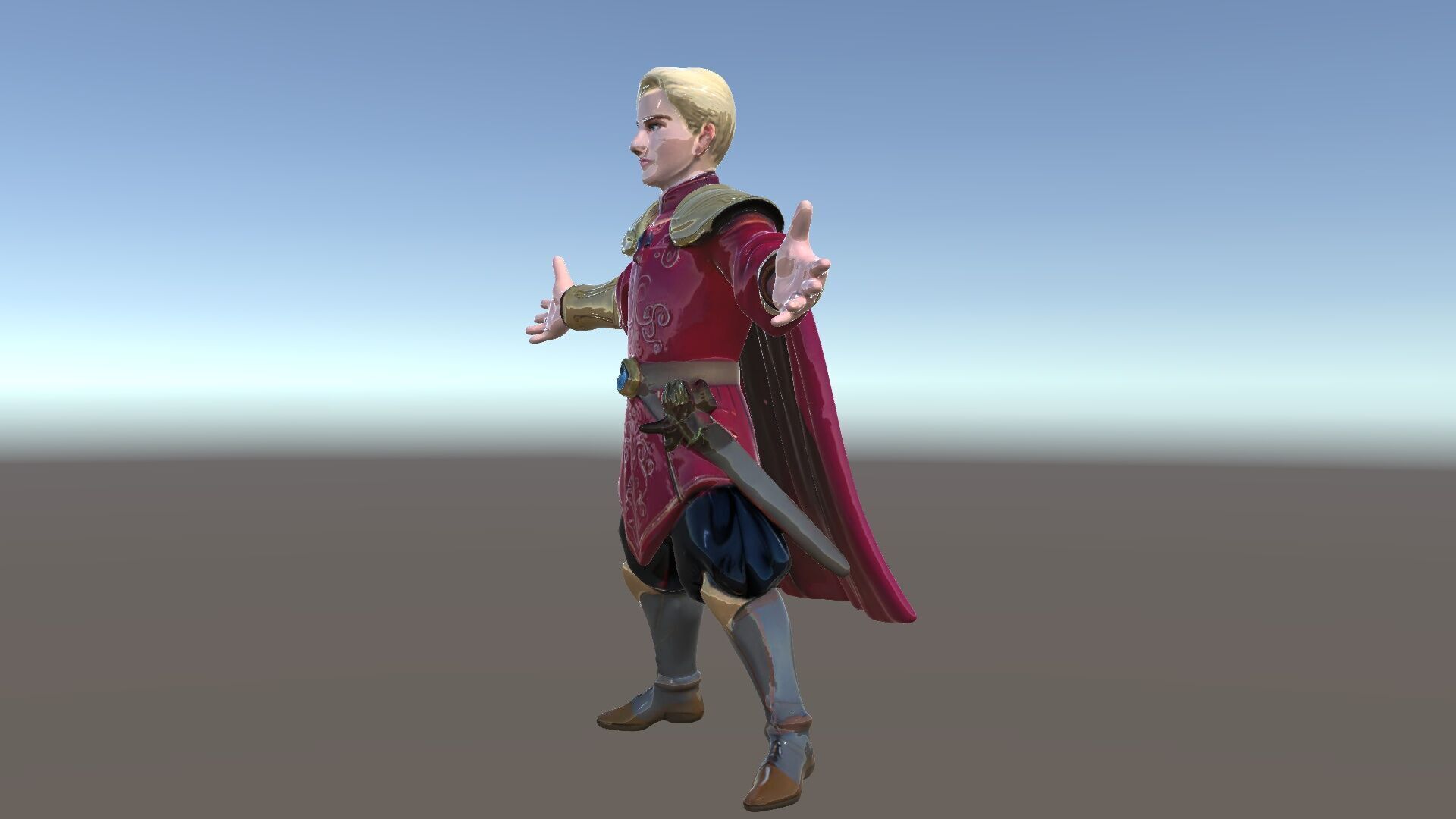 Regal Warrior Prince Rigged and Animated D Character Model Low-poly 3D model_5