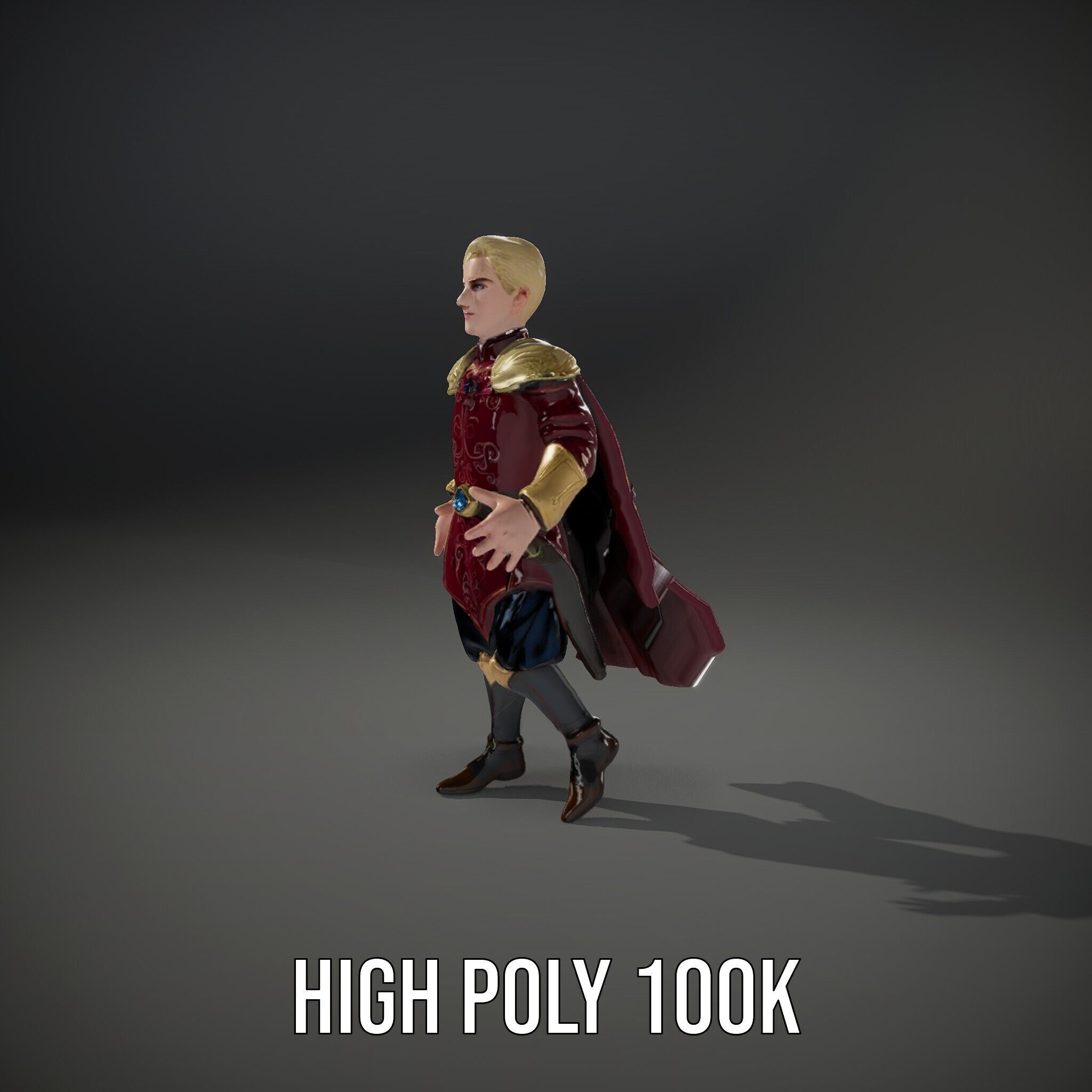 Regal Warrior Prince Rigged and Animated D Character Model Low-poly 3D model_14