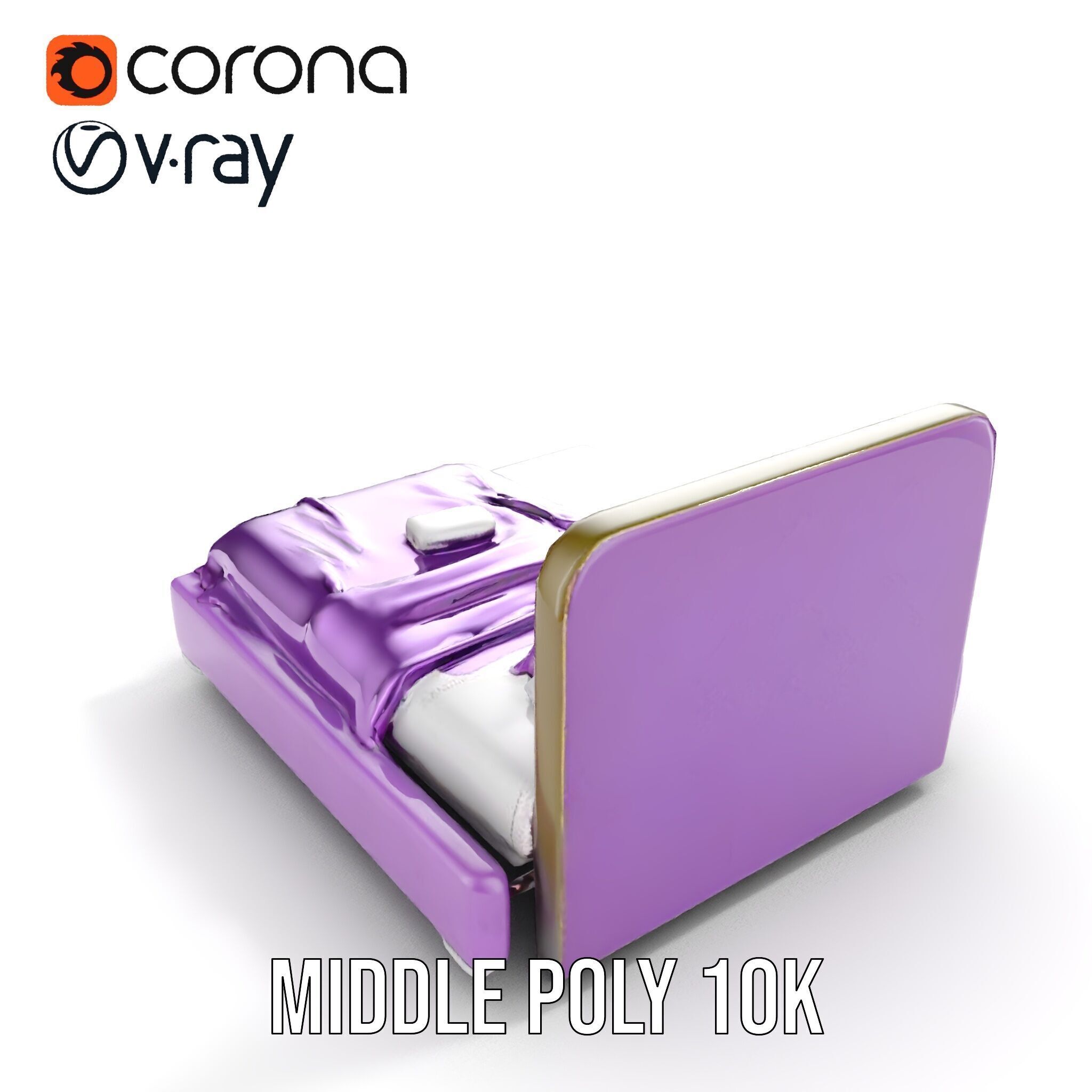 Luxurious Purple Bed Model Pack for Interior Design Low-poly 3D model_15