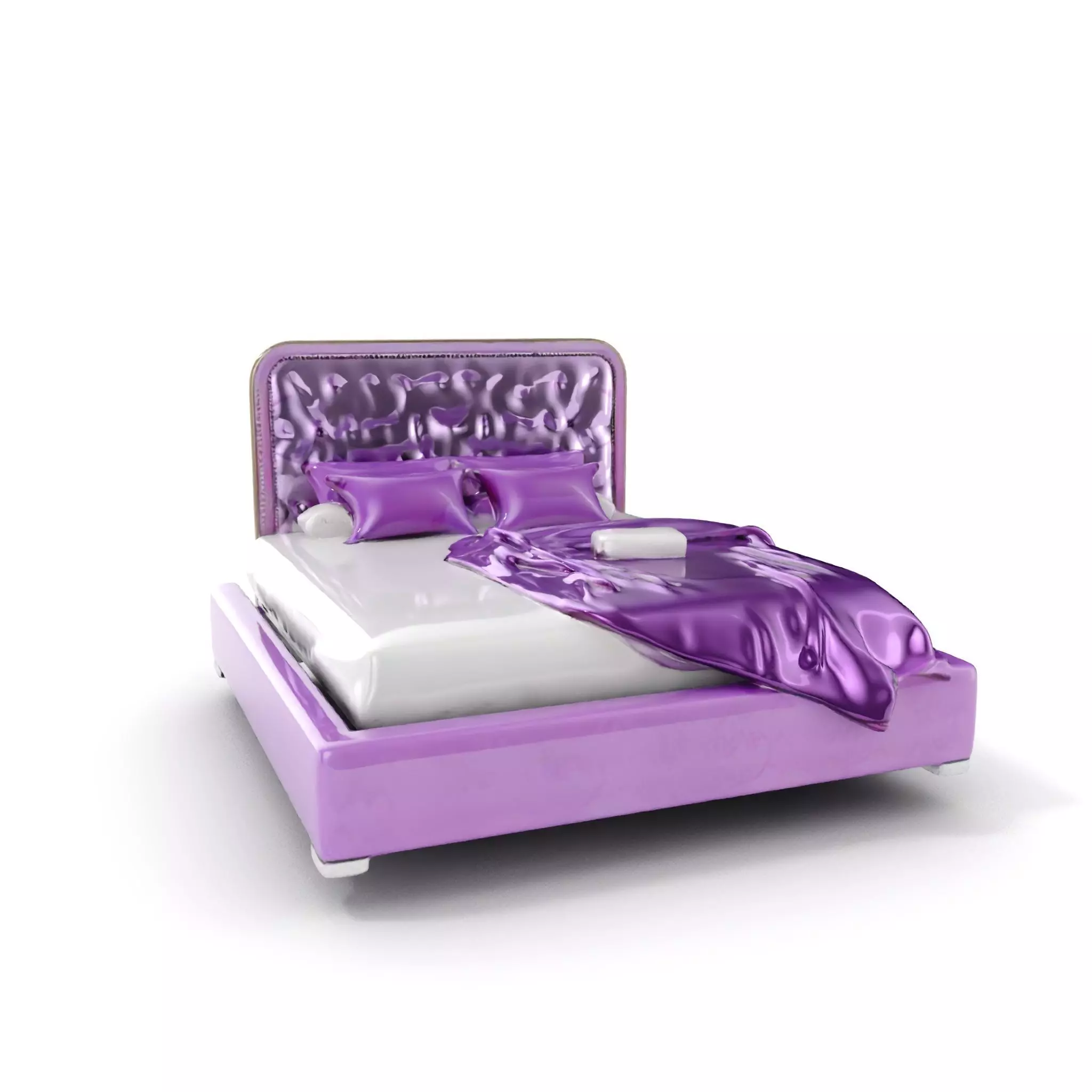 Luxurious Purple Bed Model Pack for Interior Design Low-poly 3D model_0