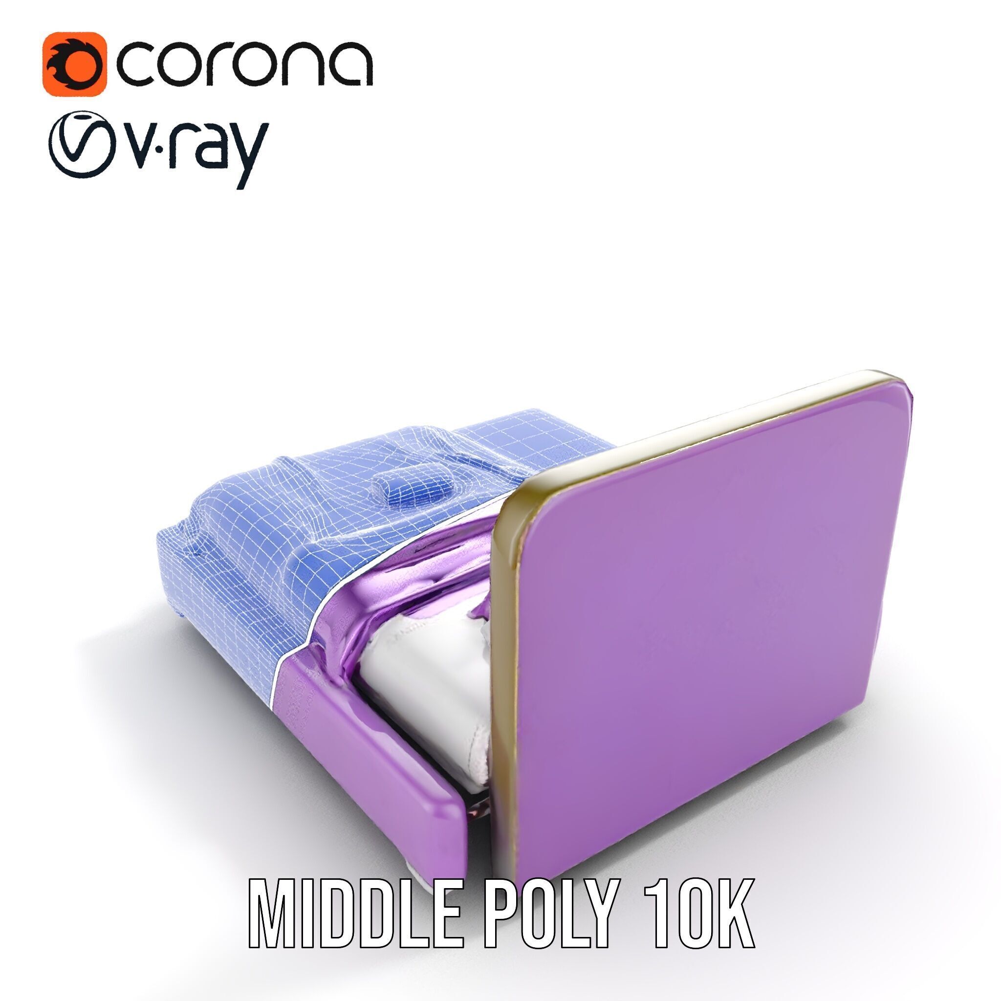 Luxurious Purple Bed Model Pack for Interior Design Low-poly 3D model_25