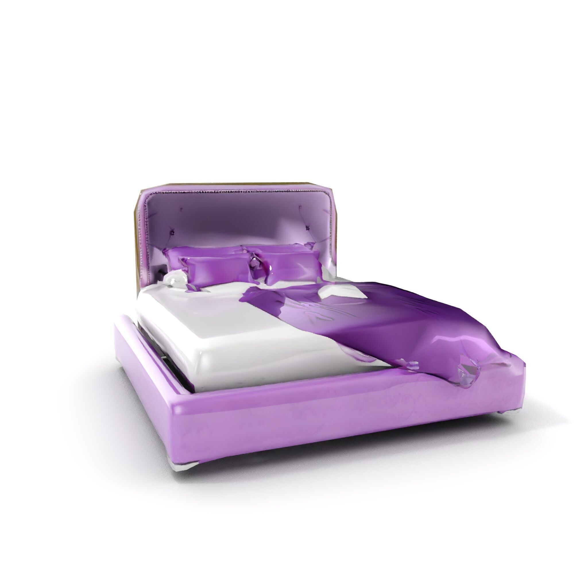 Luxurious Purple Bed Model Pack for Interior Design Low-poly 3D model_7