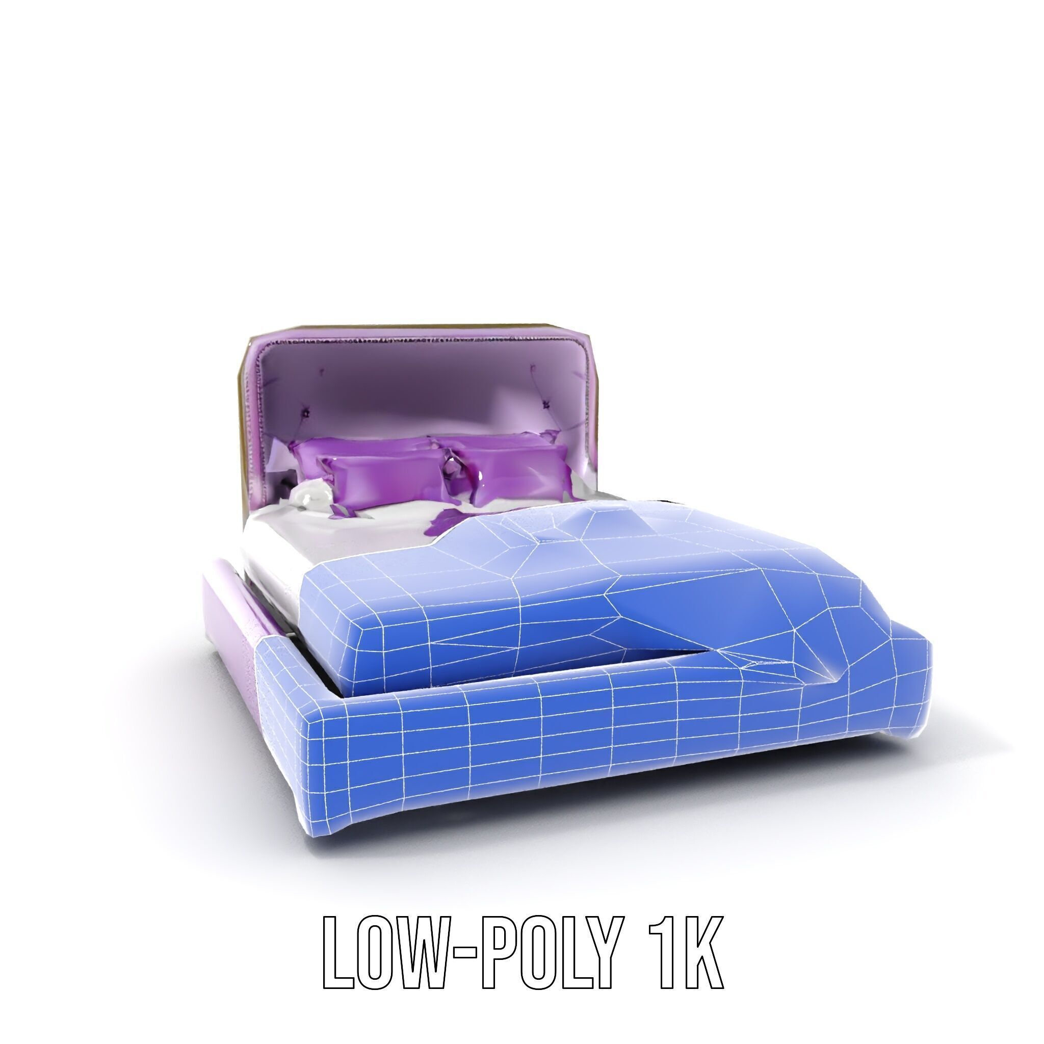 Luxurious Purple Bed Model Pack for Interior Design Low-poly 3D model_21