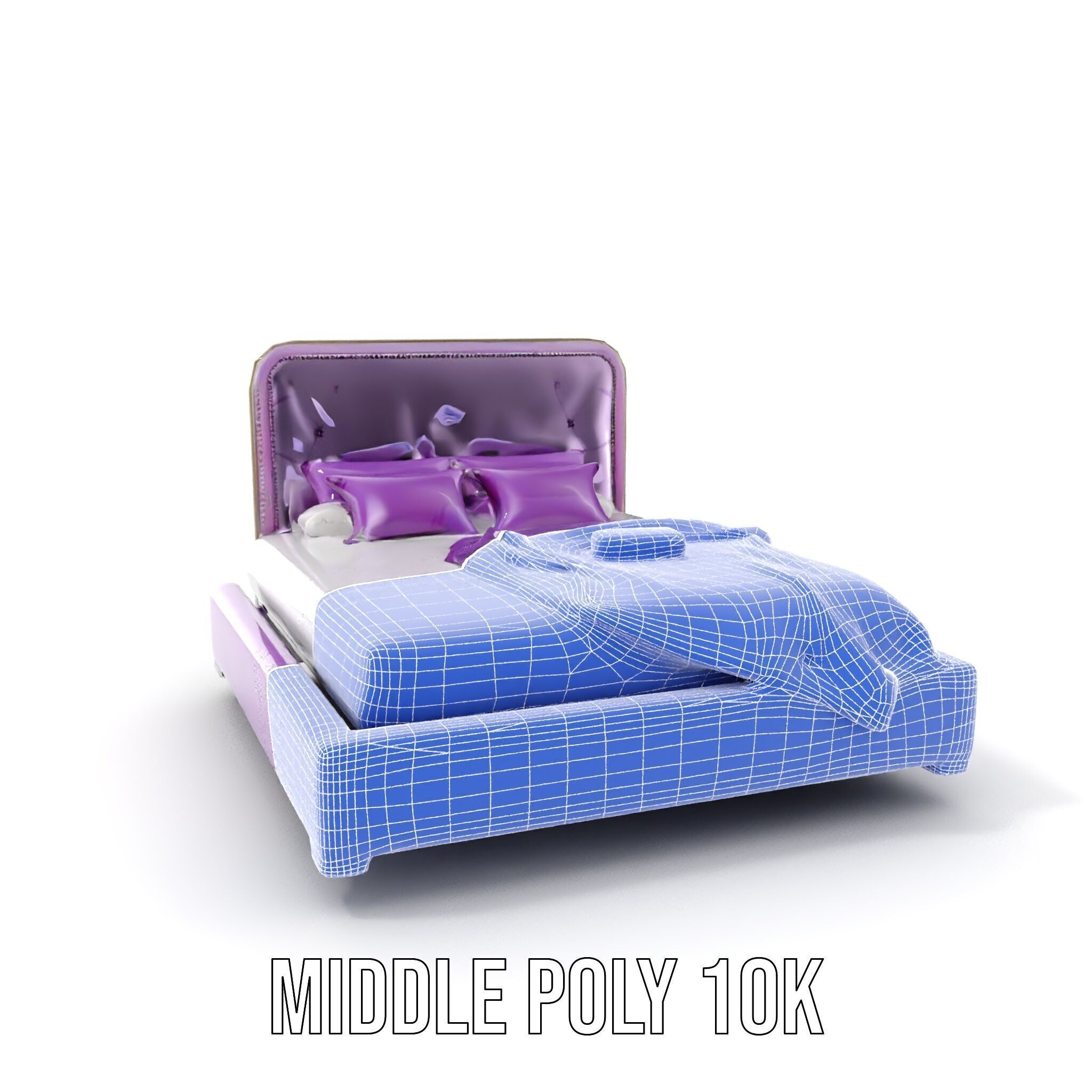 Luxurious Purple Bed Model Pack for Interior Design Low-poly 3D model_20
