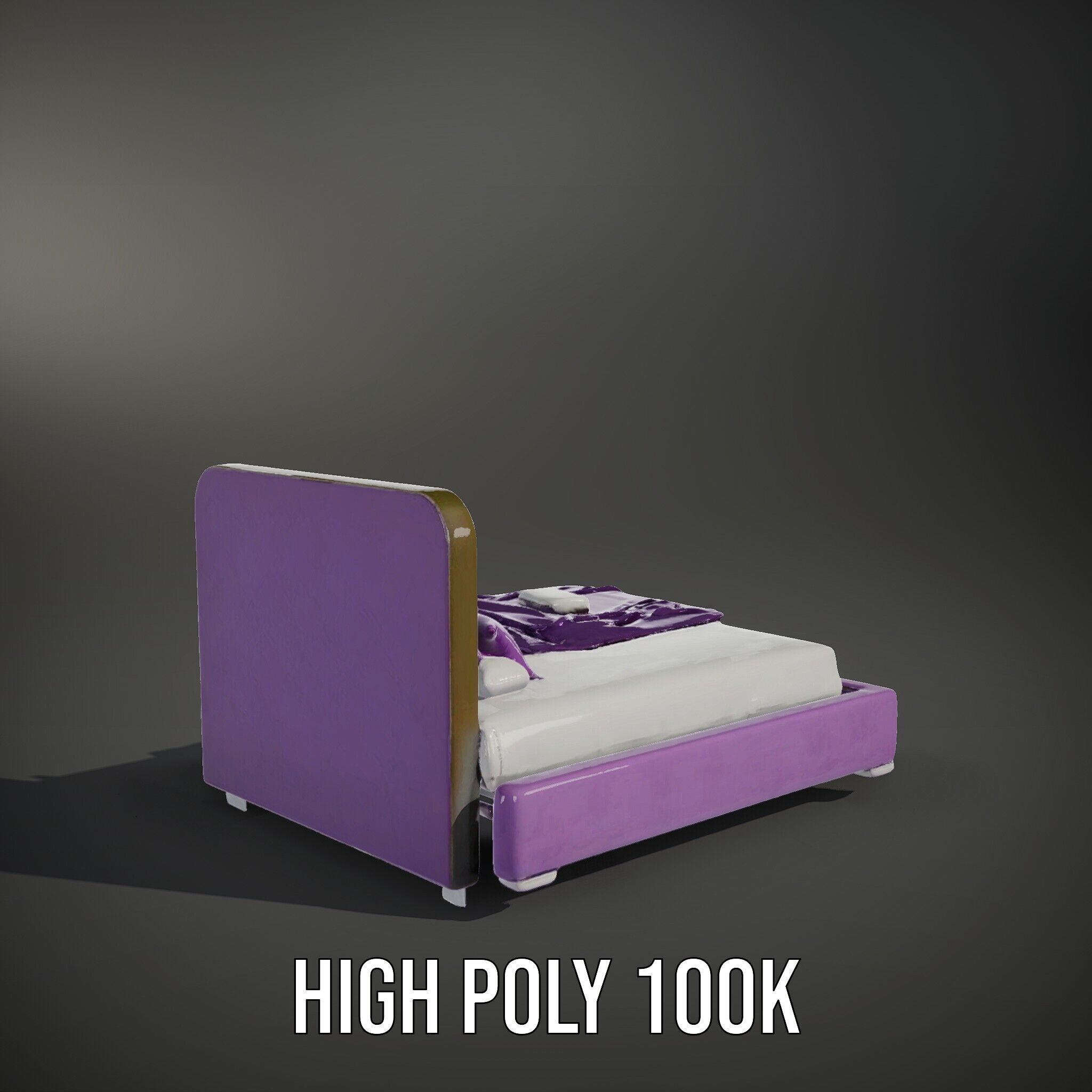Luxurious Purple Bed Model Pack for Interior Design Low-poly 3D model_8