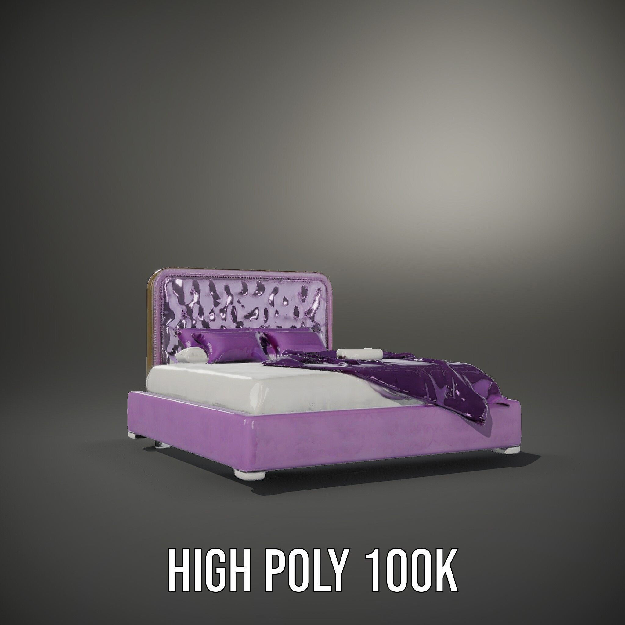 Luxurious Purple Bed Model Pack for Interior Design Low-poly 3D model_14