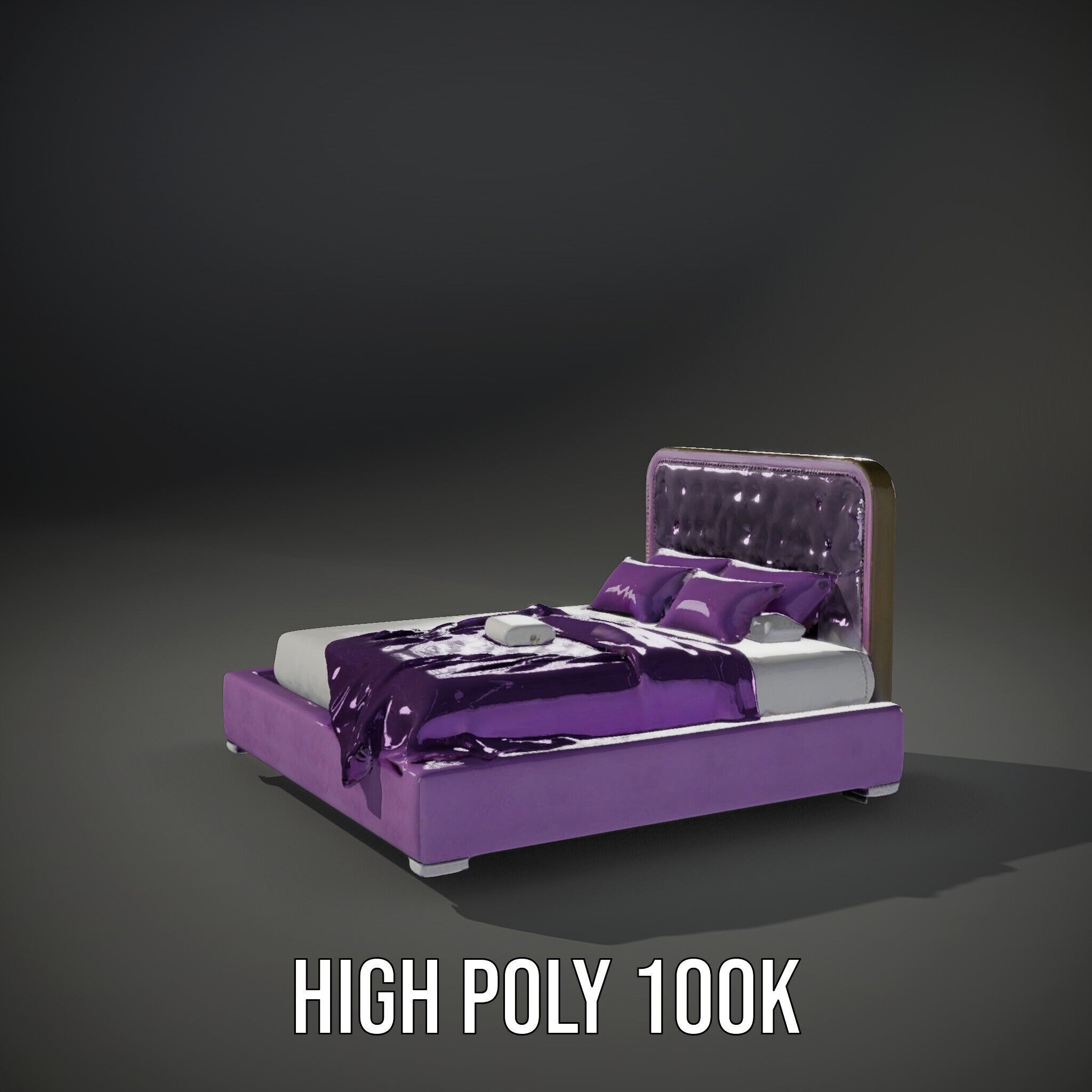 Luxurious Purple Bed Model Pack for Interior Design Low-poly 3D model_11