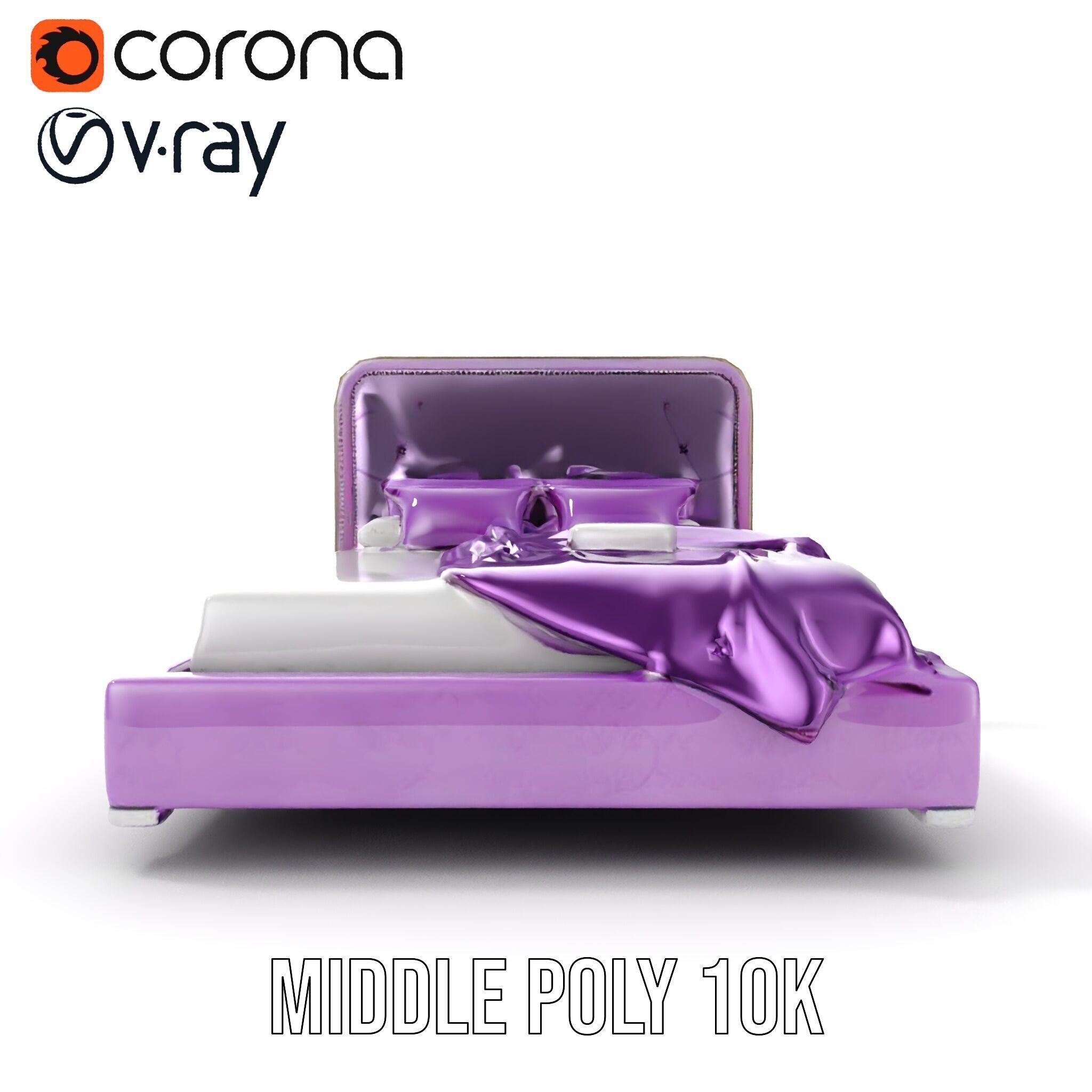 Luxurious Purple Bed Model Pack for Interior Design Low-poly 3D model_12