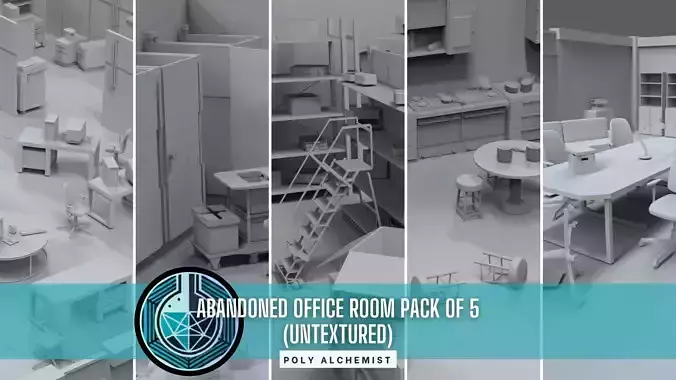 Abandoned Office Room Pack Of 5 - Untextured