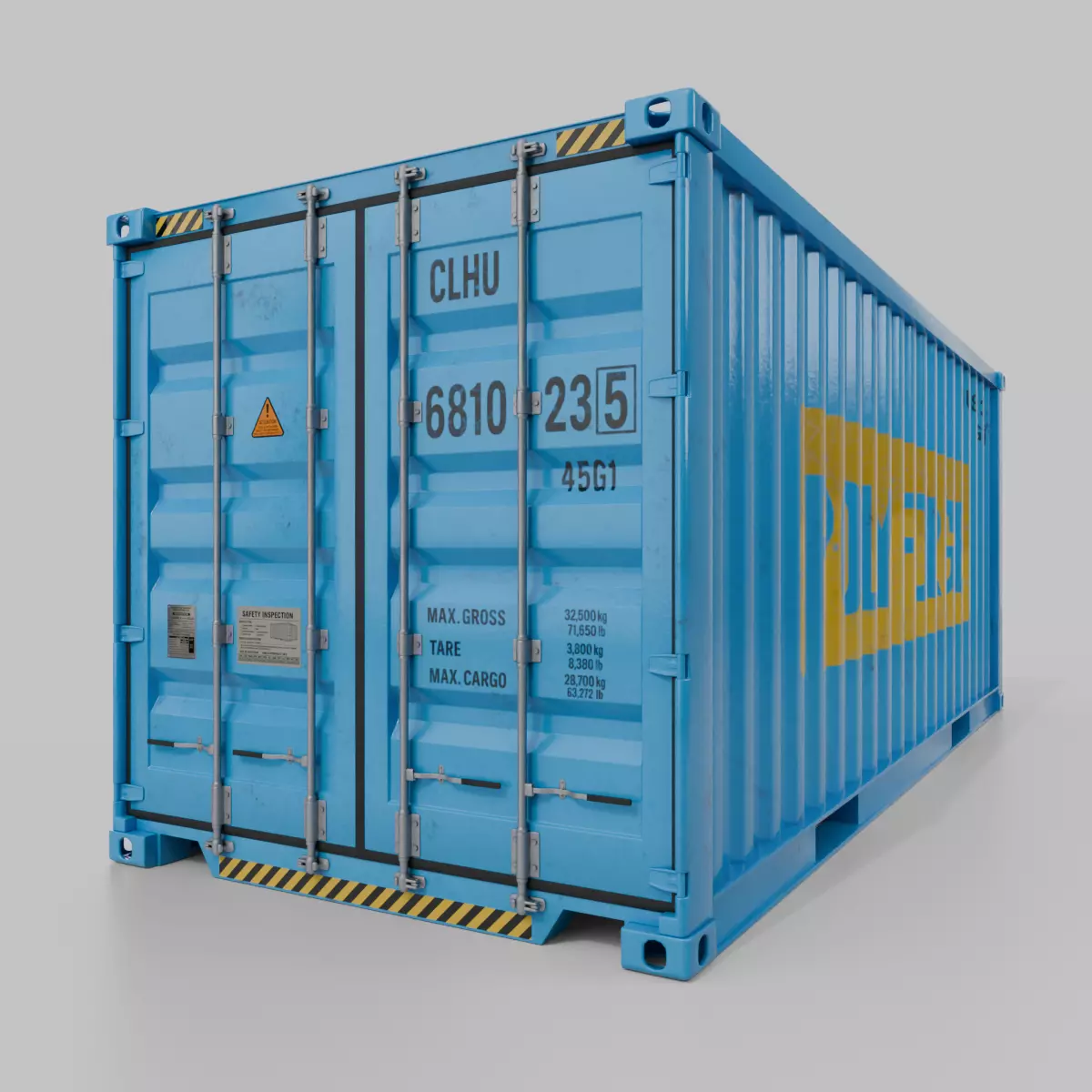 20ft Shipping Container - Customizable - Interior and Exterior Low-poly 3D model_0