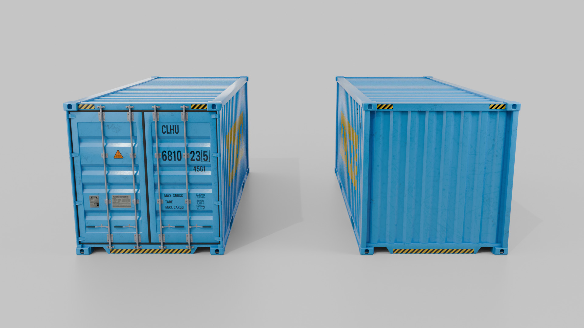 20ft Shipping Container - Customizable - Interior and Exterior Low-poly 3D model_7