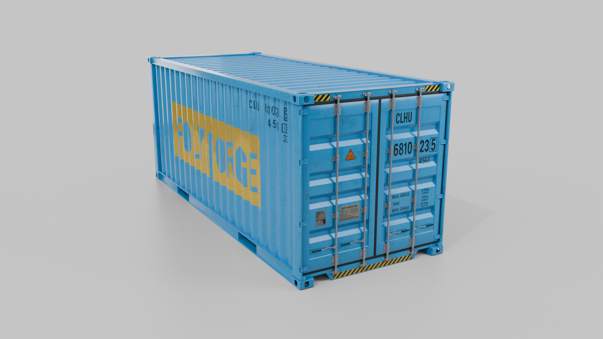 20ft Shipping Container - Customizable - Interior and Exterior Low-poly 3D model_3