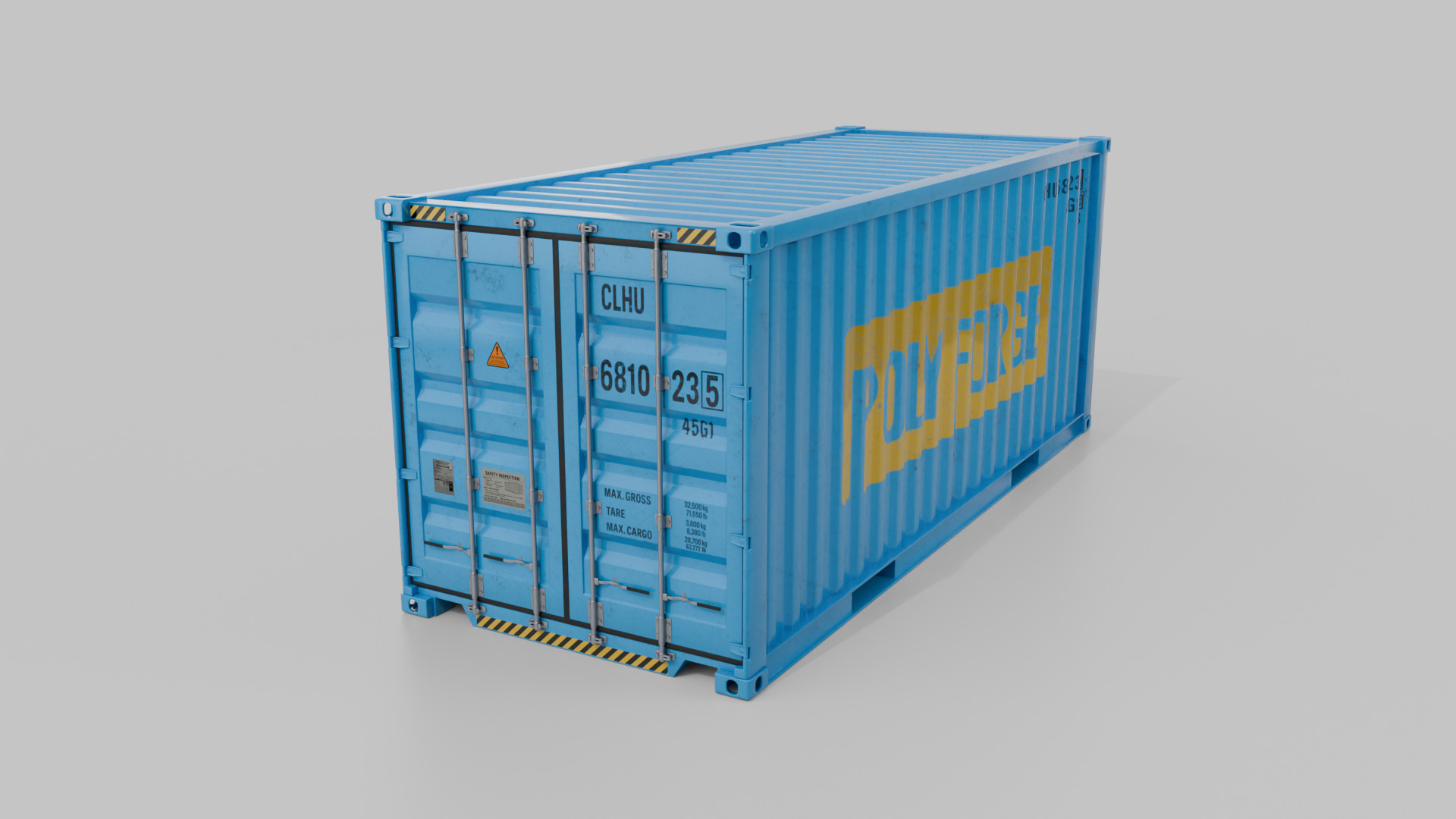 20ft Shipping Container - Customizable - Interior and Exterior Low-poly 3D model_2