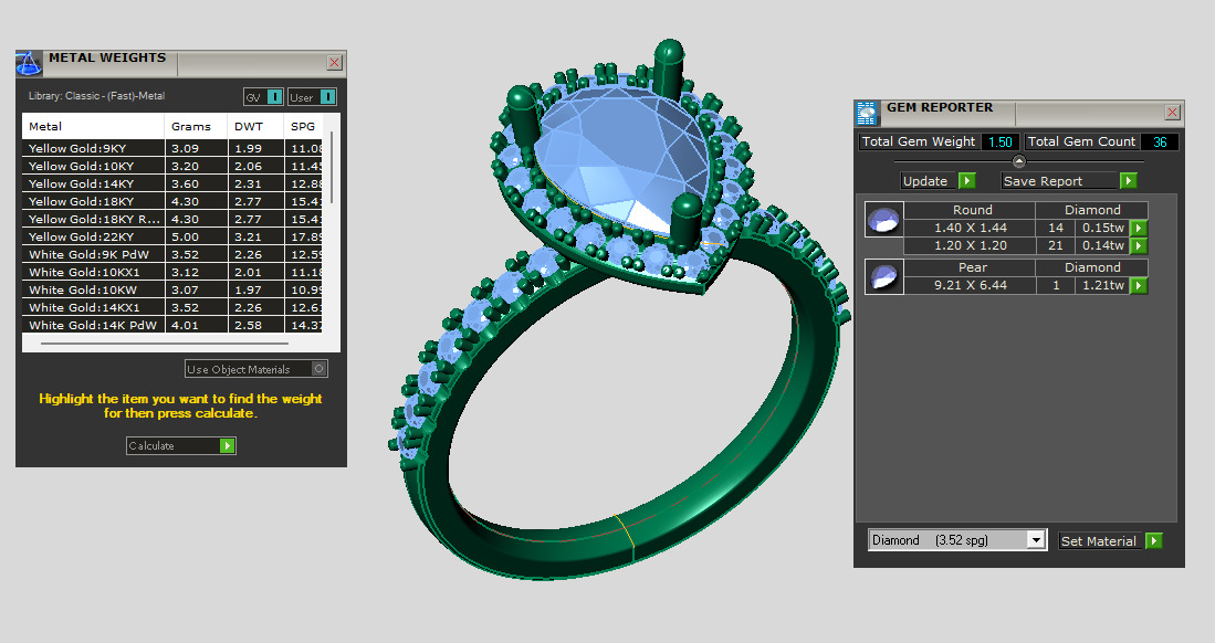 Pear shape halo ring with pave setting along the shank 3D print model_5