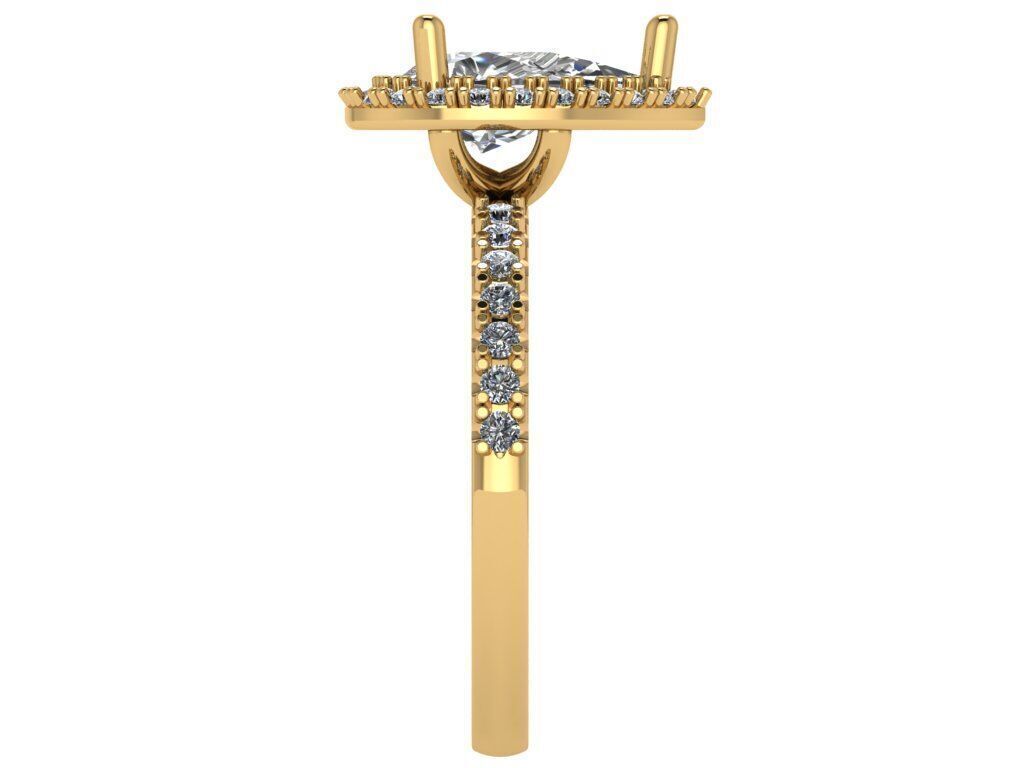 Pear shape halo ring with pave setting along the shank 3D print model_3