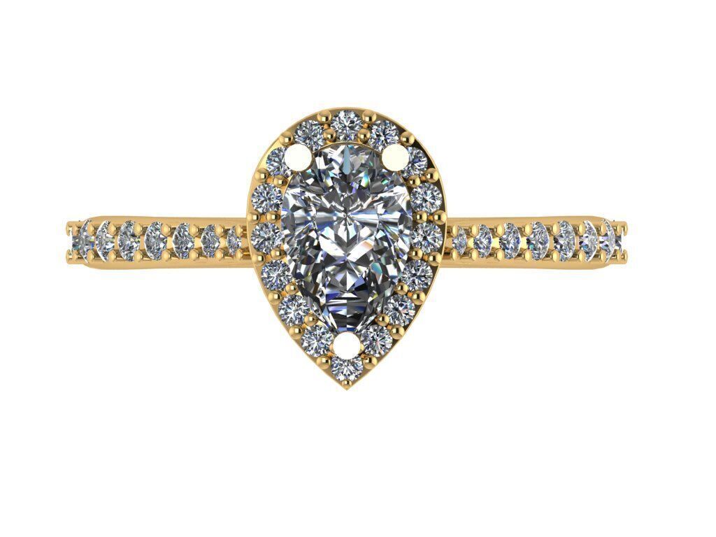 Pear shape halo ring with pave setting on the sides 3D print model_2