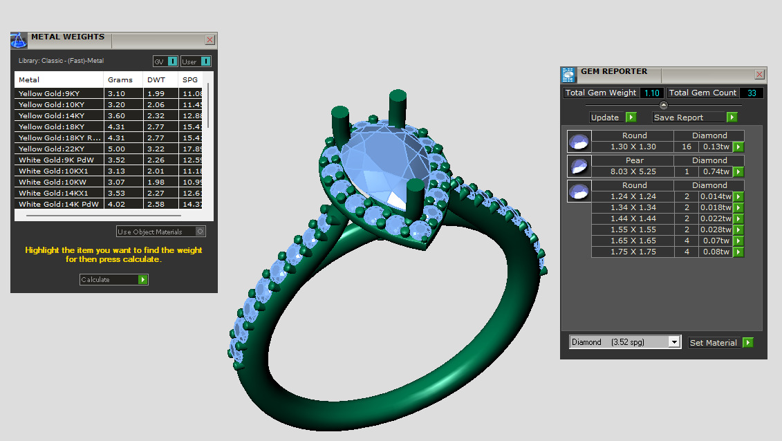 Pear shape halo ring with pave setting on the sides 3D print model_5