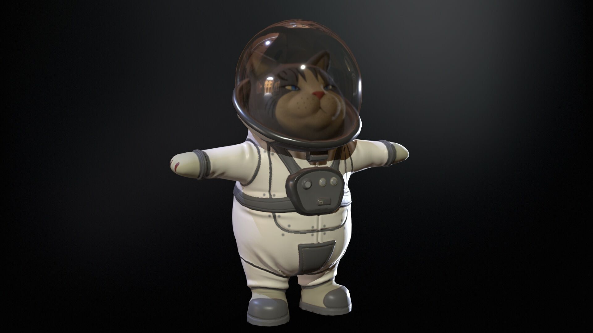 Astro Cat Low-poly 3D model_2