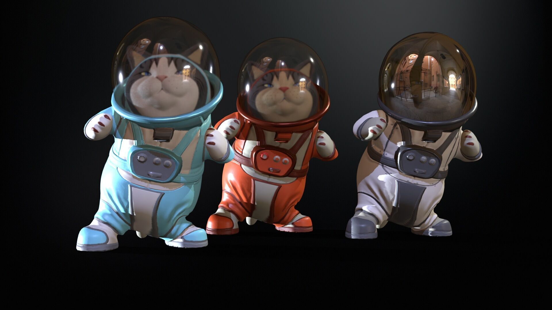 Astro Cat Low-poly 3D model_10