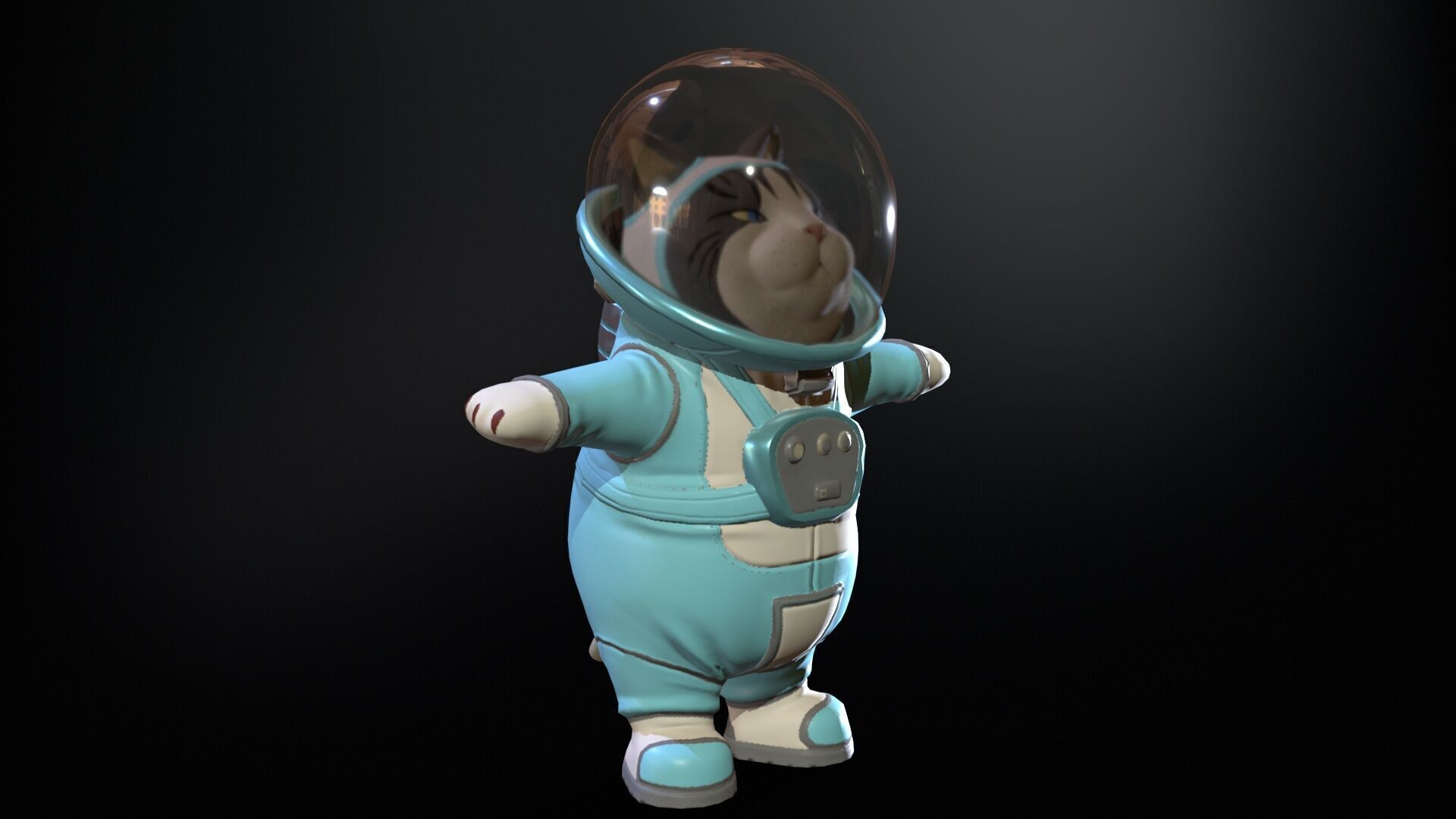 Astro Cat Low-poly 3D model_4