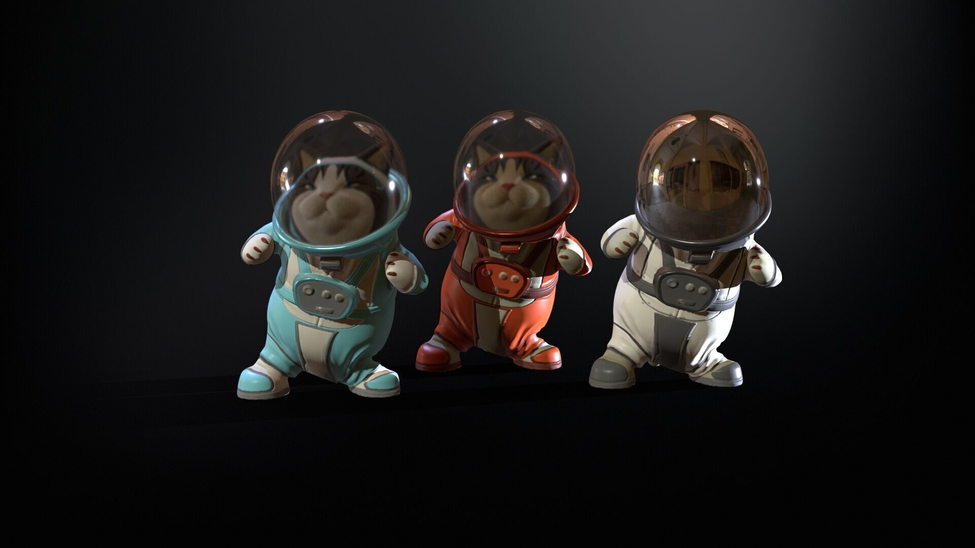 Astro Cat Low-poly 3D model_6