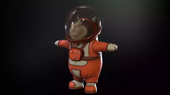 Astro Cat Low-poly 3D model