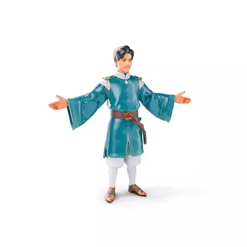 Elegant Medieval Noble Character Model Rigged and Animated Low-poly 3D model