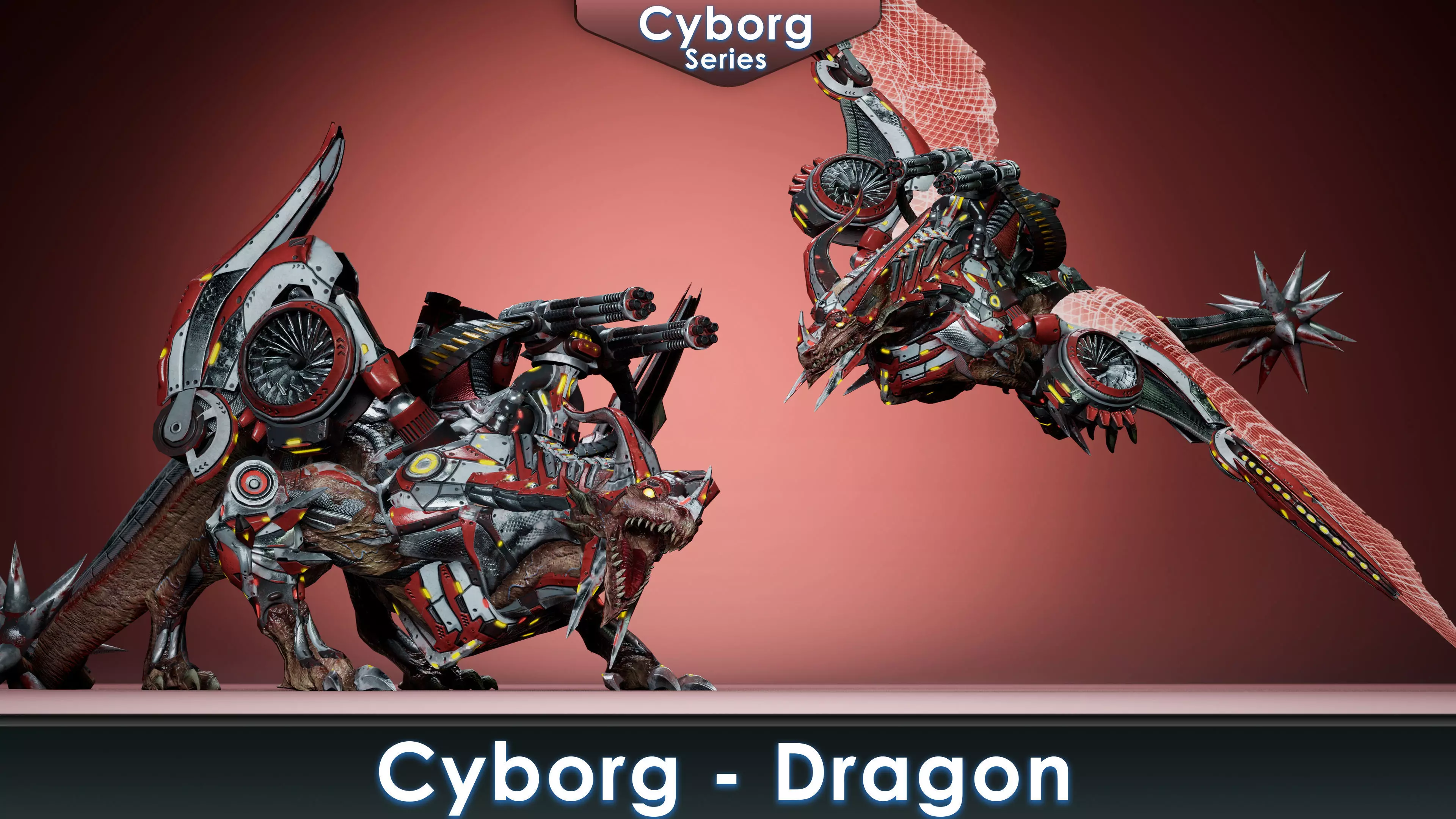 Cyborg Dragon Low-poly 3D model_0