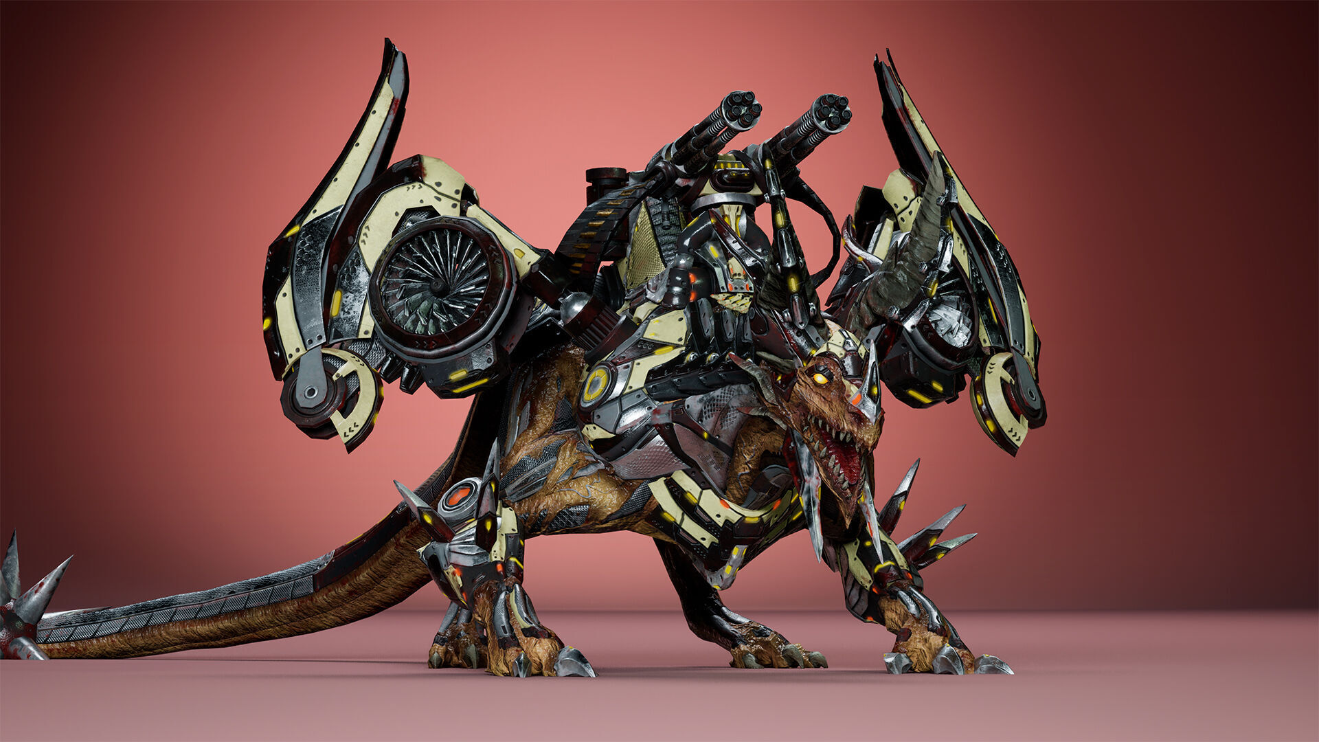 Cyborg Dragon Low-poly 3D model_18