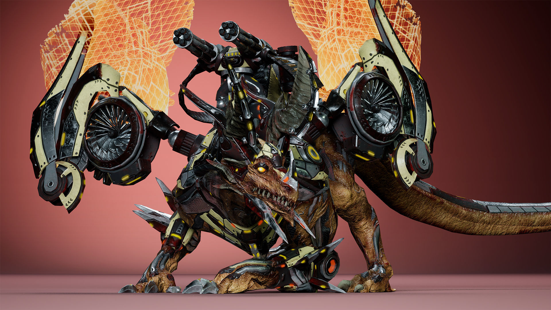 Cyborg Dragon Low-poly 3D model_21