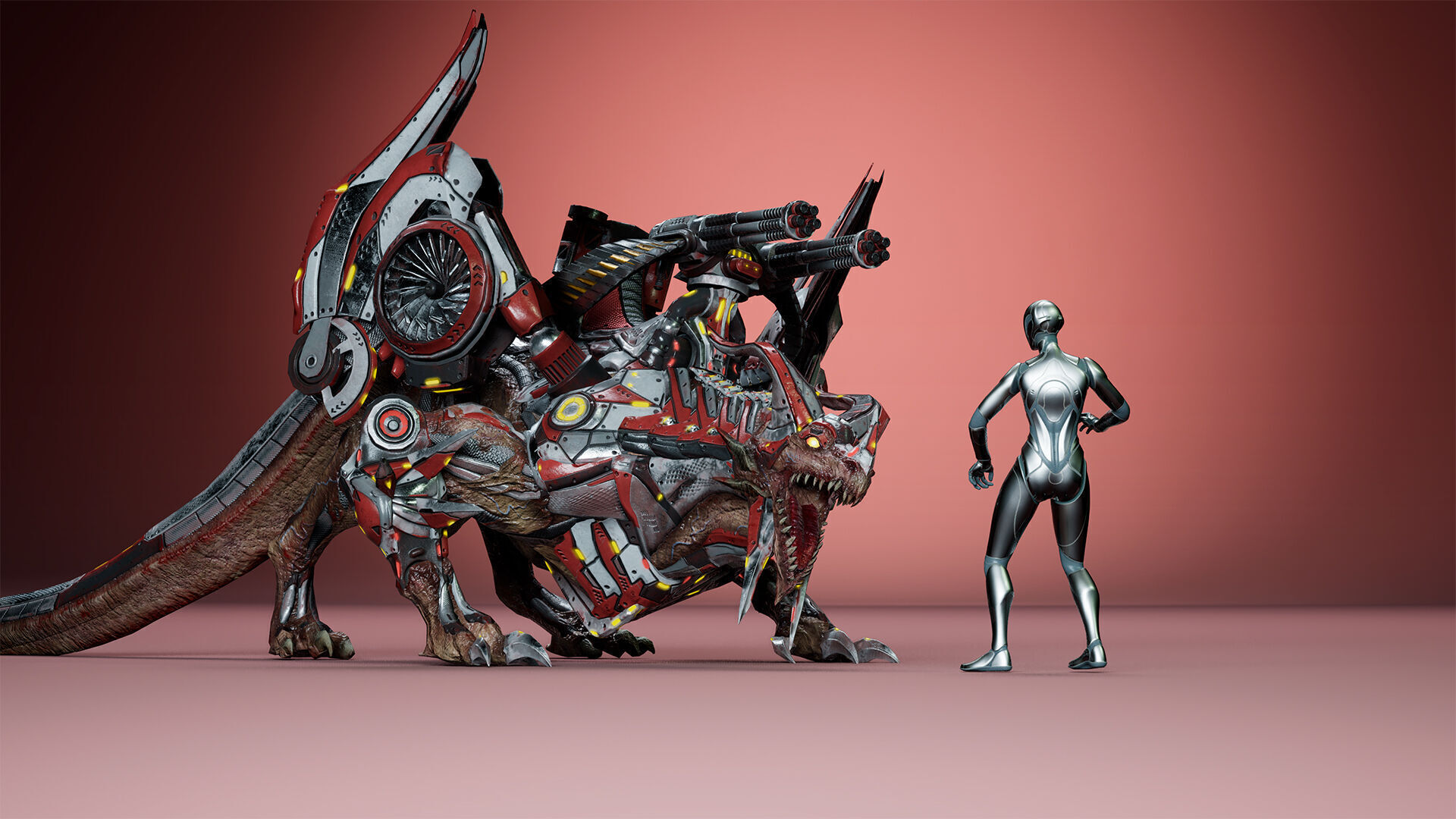 Cyborg Dragon Low-poly 3D model_9