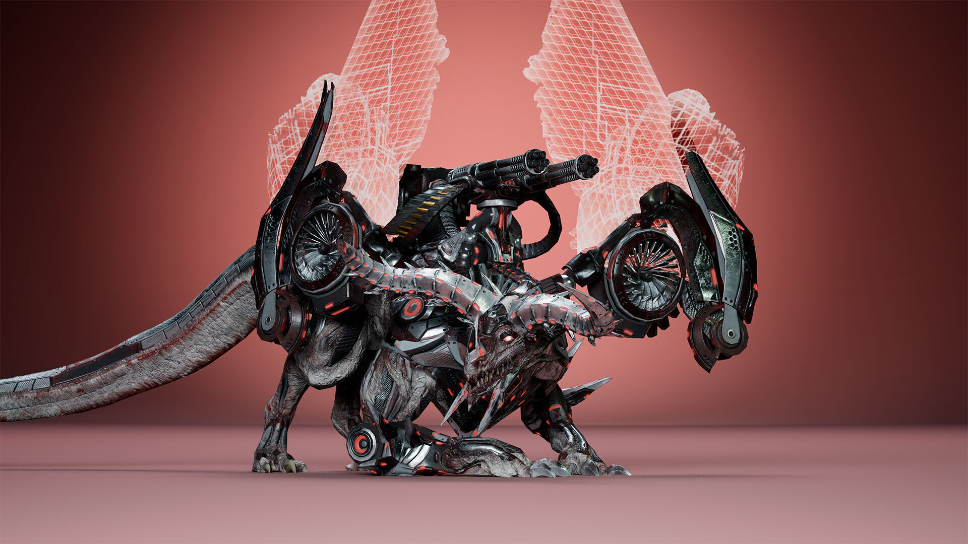 Cyborg Dragon Low-poly 3D model_14