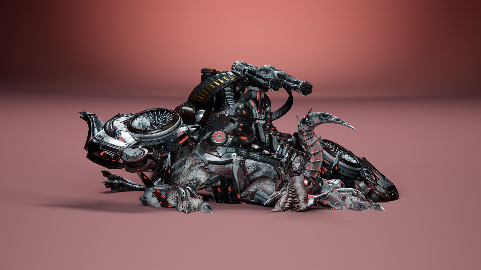 Cyborg Dragon Low-poly 3D model_12