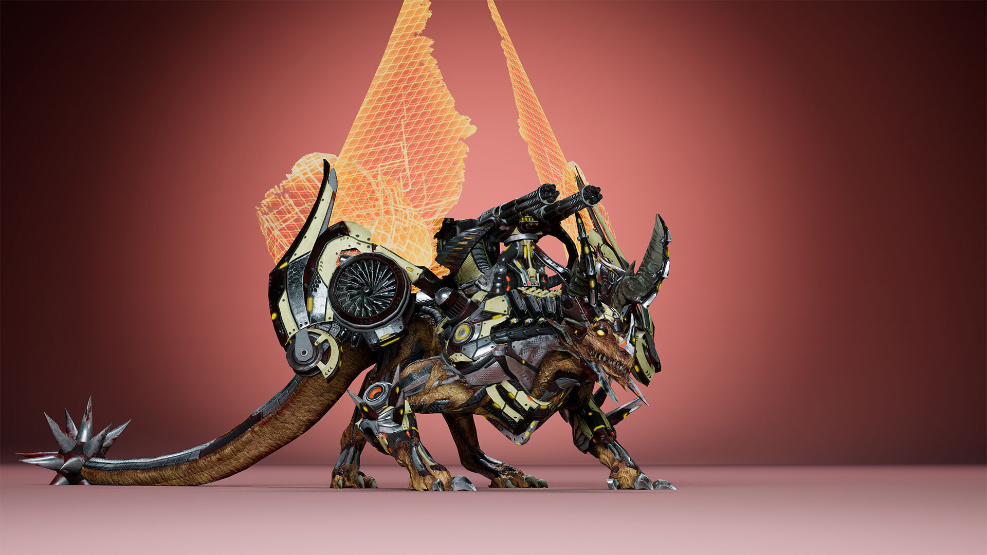 Cyborg Dragon Low-poly 3D model_20