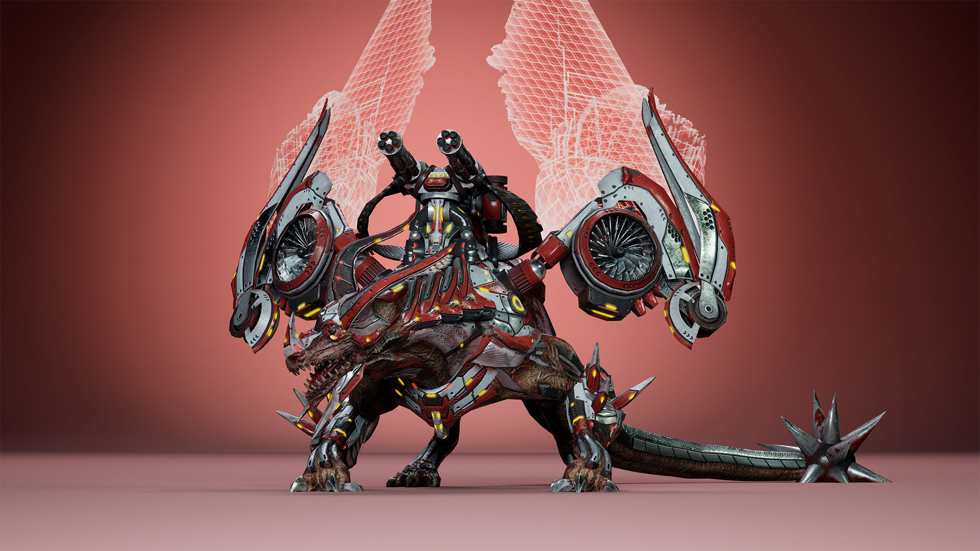 Cyborg Dragon Low-poly 3D model_17