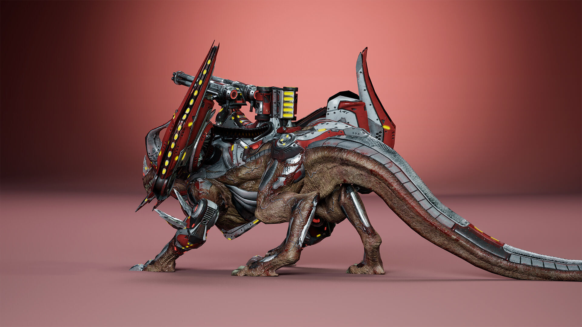 Cyborg Dragon Low-poly 3D model_15