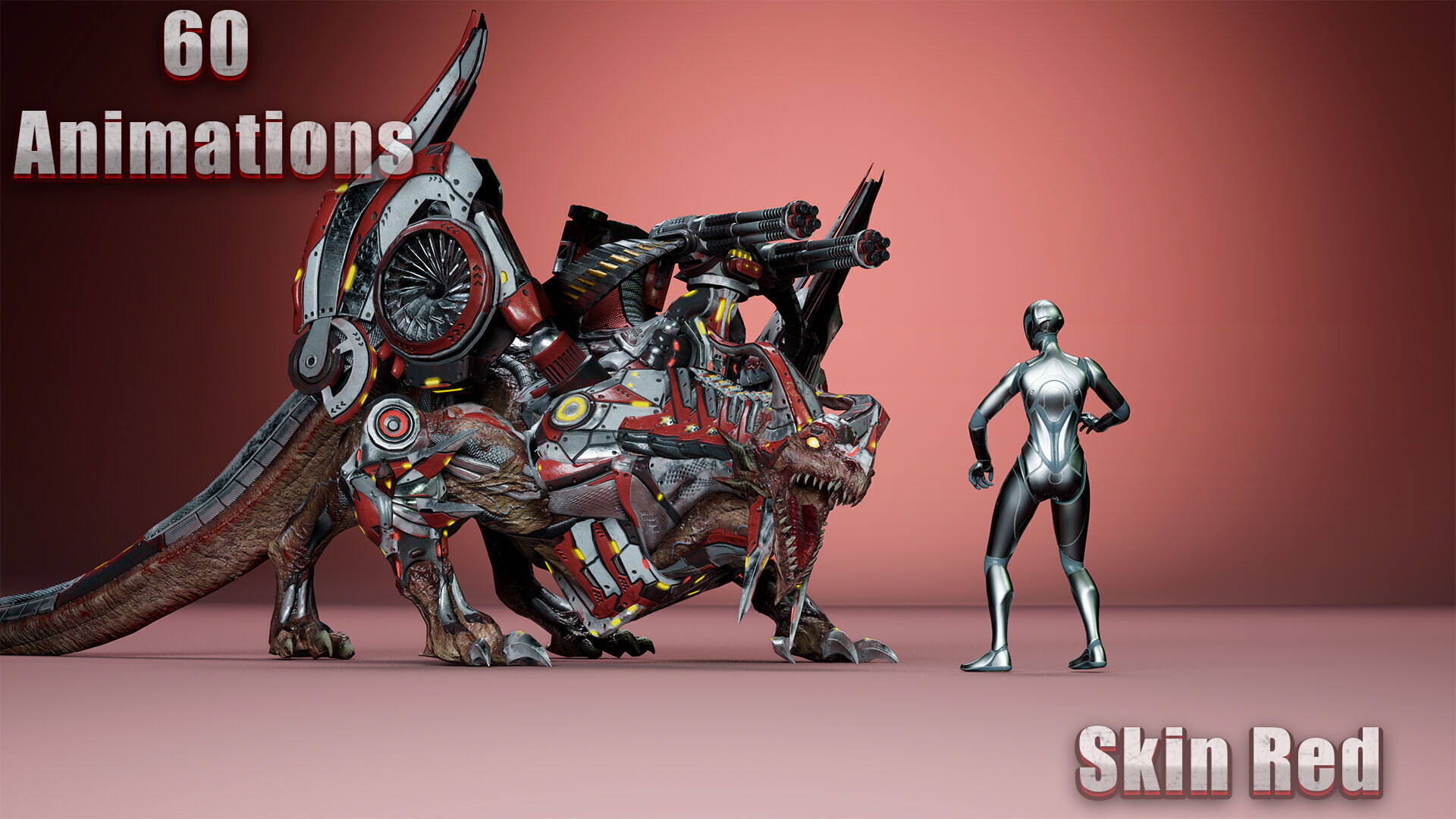 Cyborg Dragon Low-poly 3D model_2