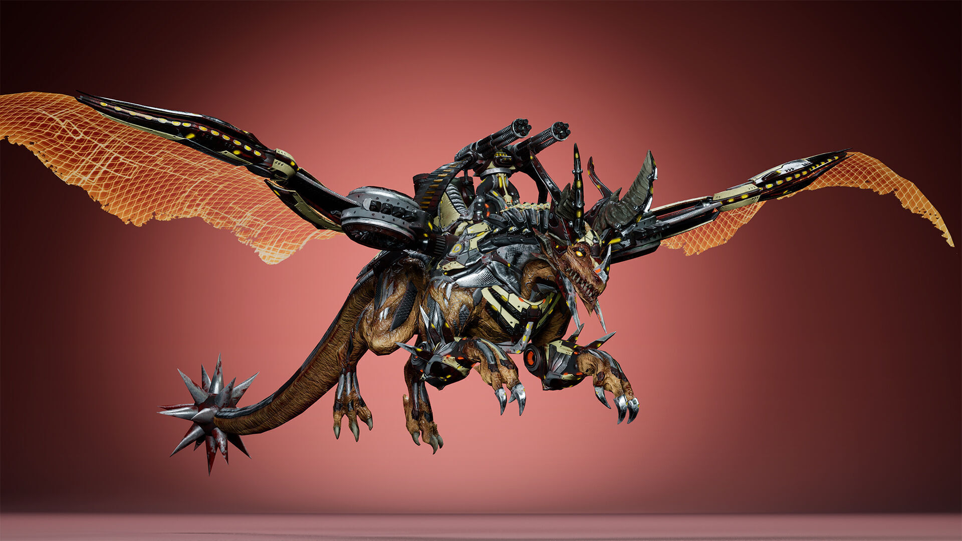 Cyborg Dragon Low-poly 3D model_19