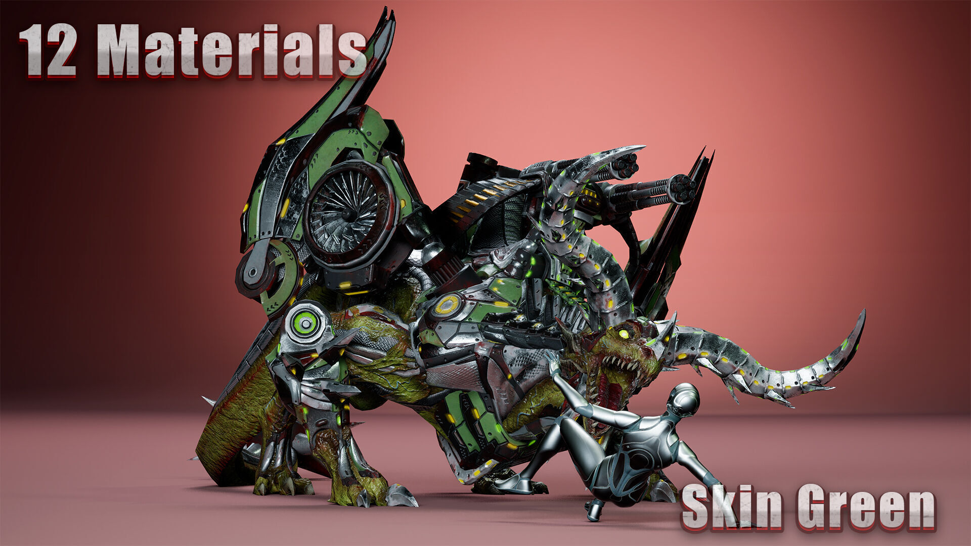 Cyborg Dragon Low-poly 3D model_6