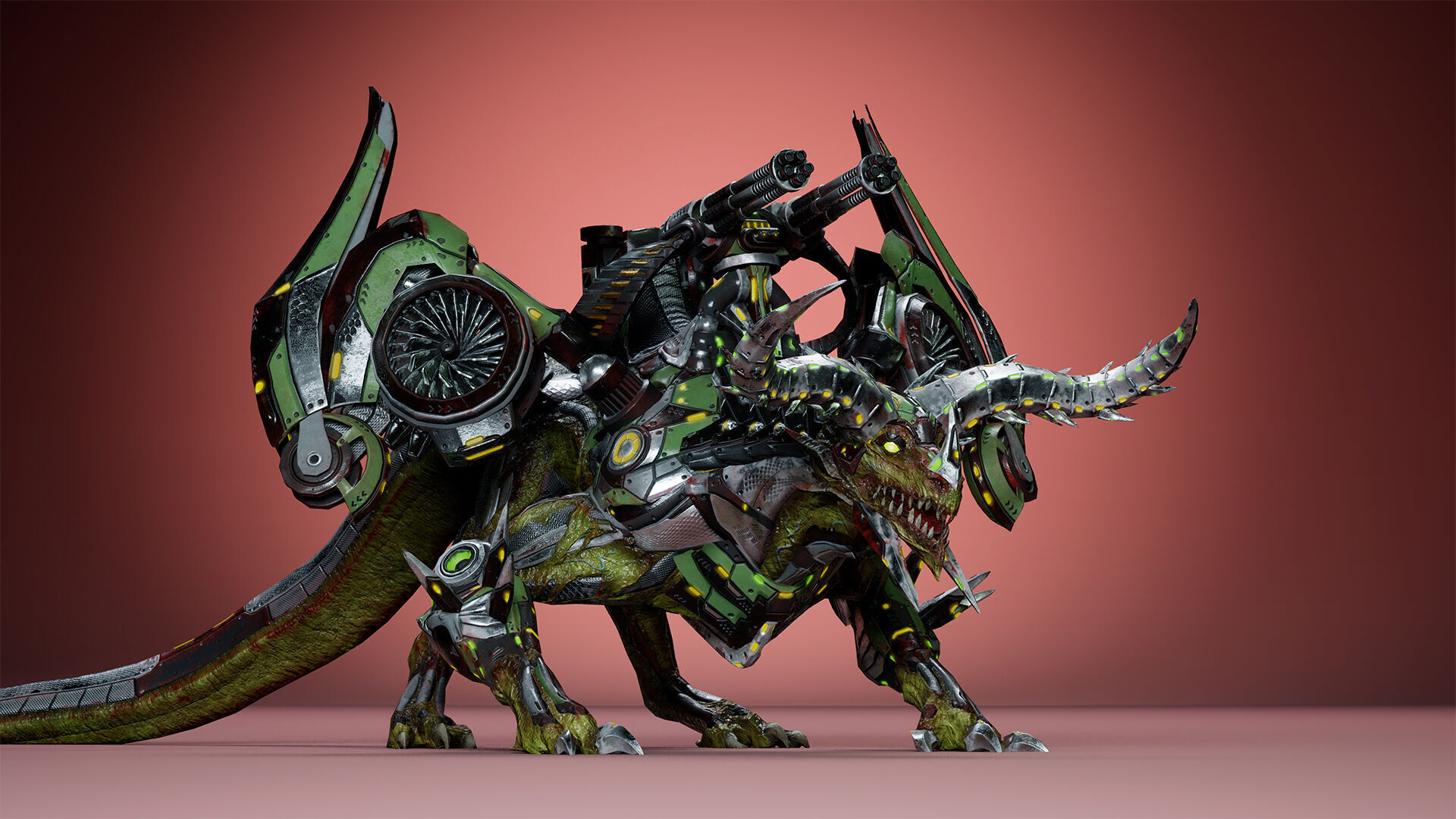 Cyborg Dragon Low-poly 3D model_10