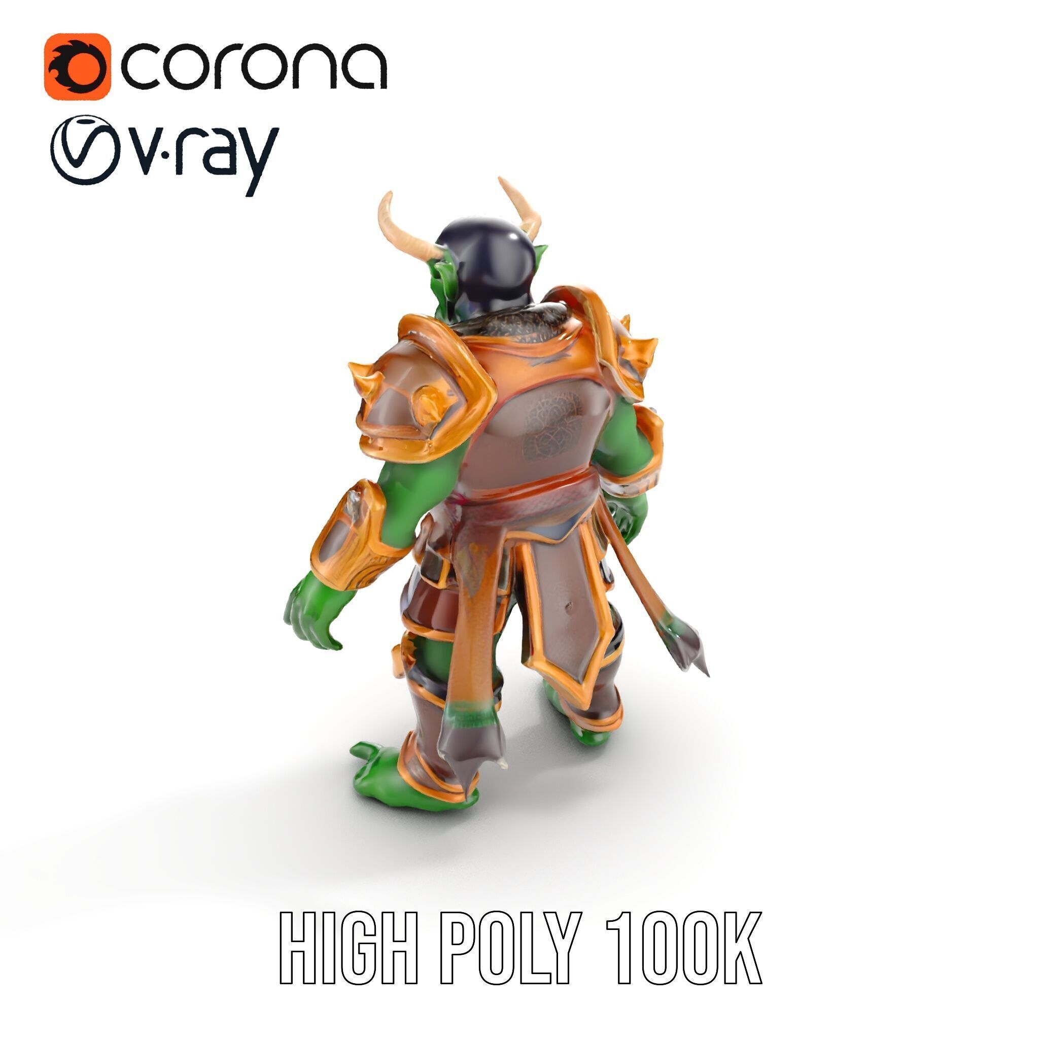 Orc Warlord Rigged and Animated D Character Model Low-poly 3D model_17