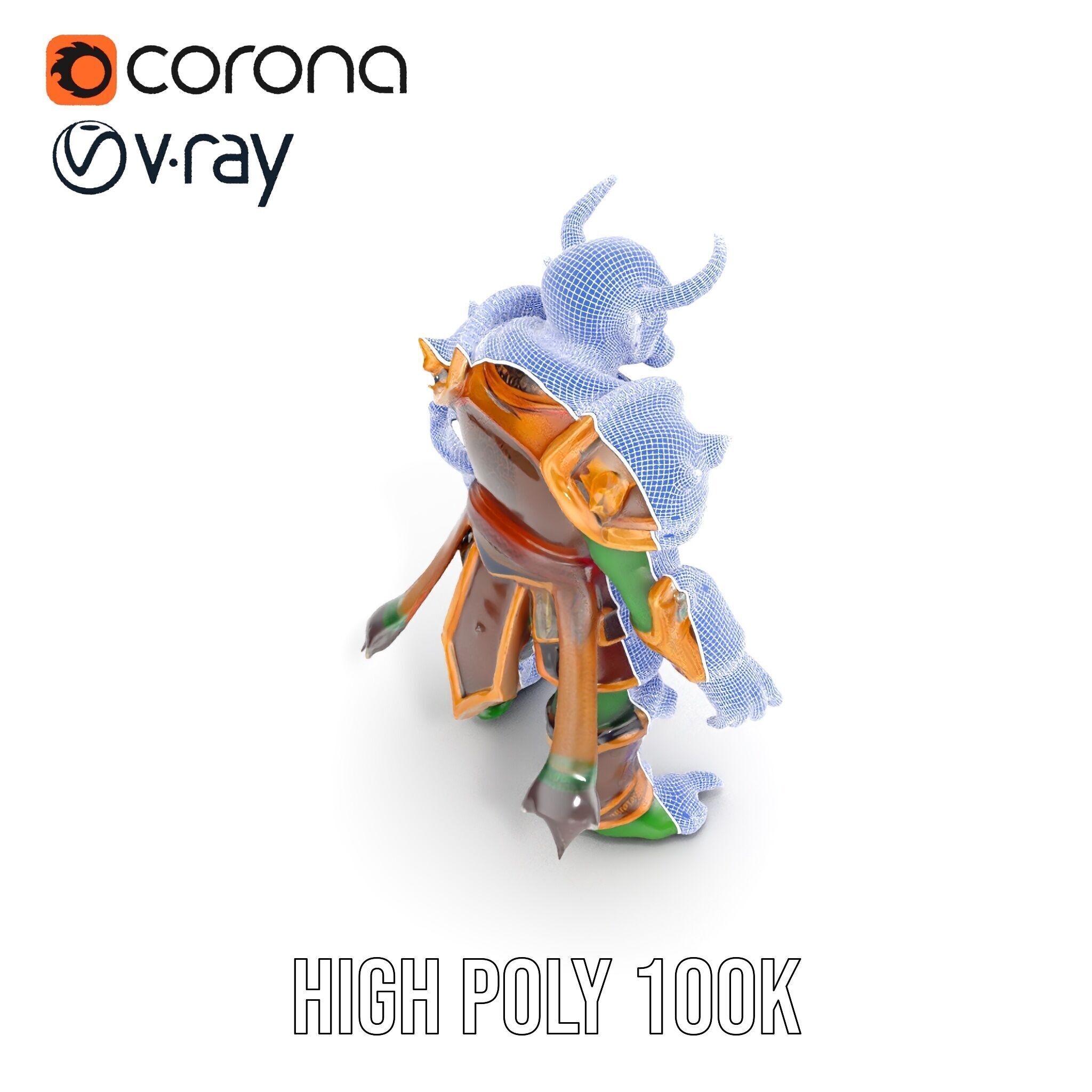 Orc Warlord Rigged and Animated D Character Model Low-poly 3D model_33